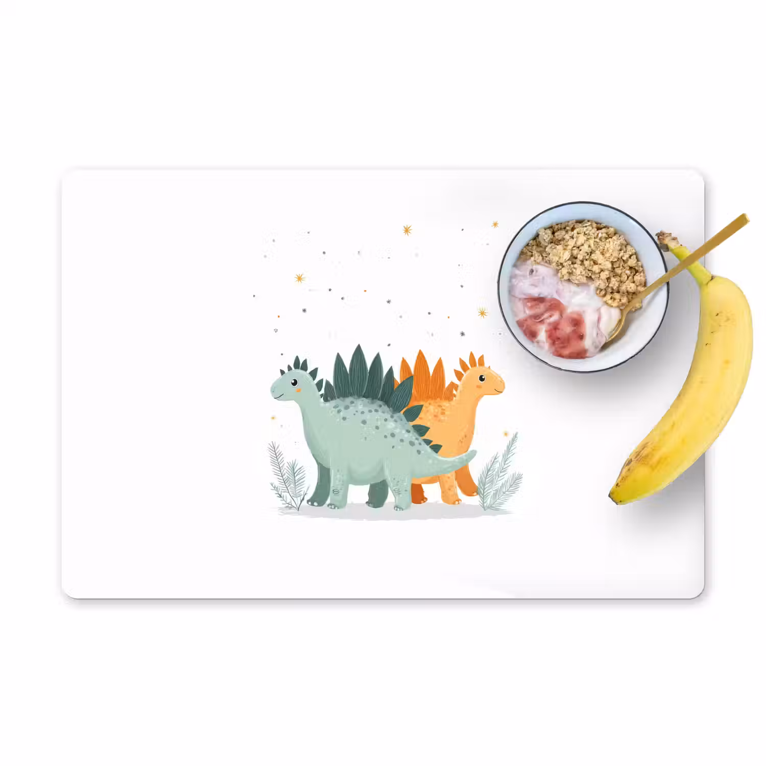 Planten - Sterren - Dinosaurussen - Oranje Placemat vinyl groot -zzzproduct_Kitchenyeah-website