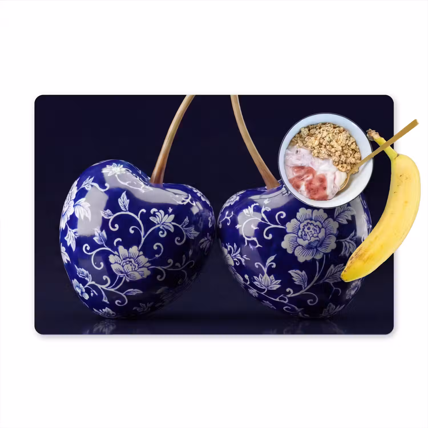Porselein- Kersen - Delfts - Blauw Placemat vinyl groot -zzzproduct_Kitchenyeah-website