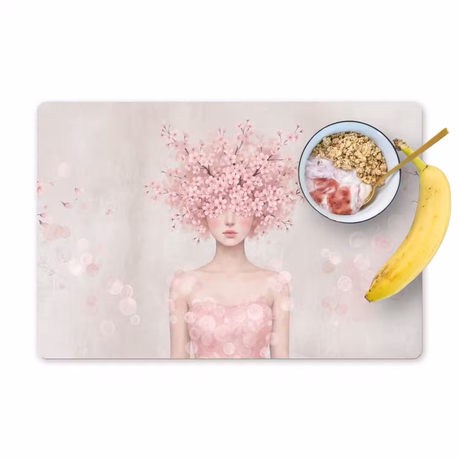 Portret - Kersenbloesem - Roze Placemat vinyl groot -zzzproduct_Kitchenyeah-website