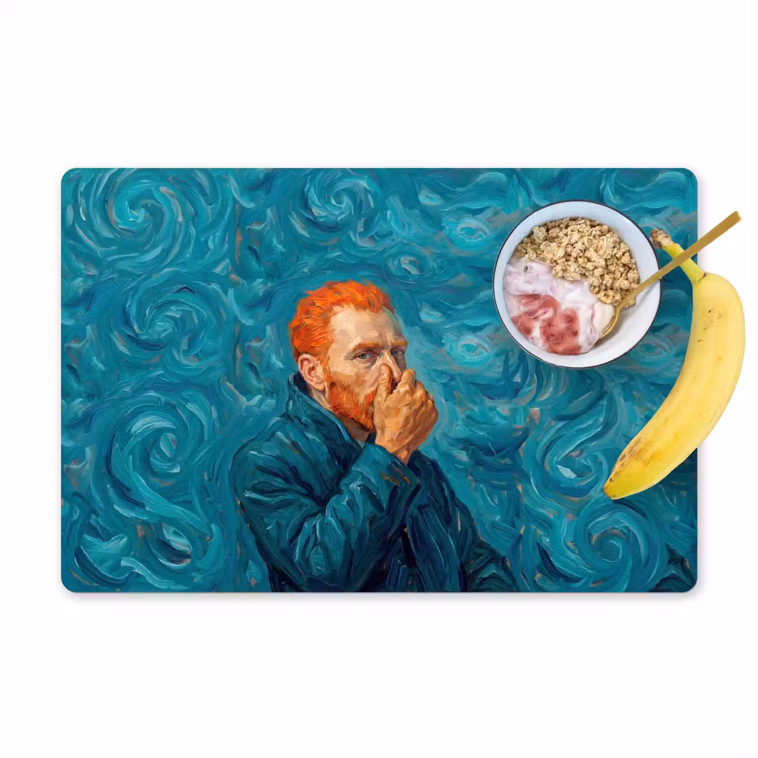 Portret - Klassiek - Blauw Placemat vinyl groot -zzzproduct_Kitchenyeah-website