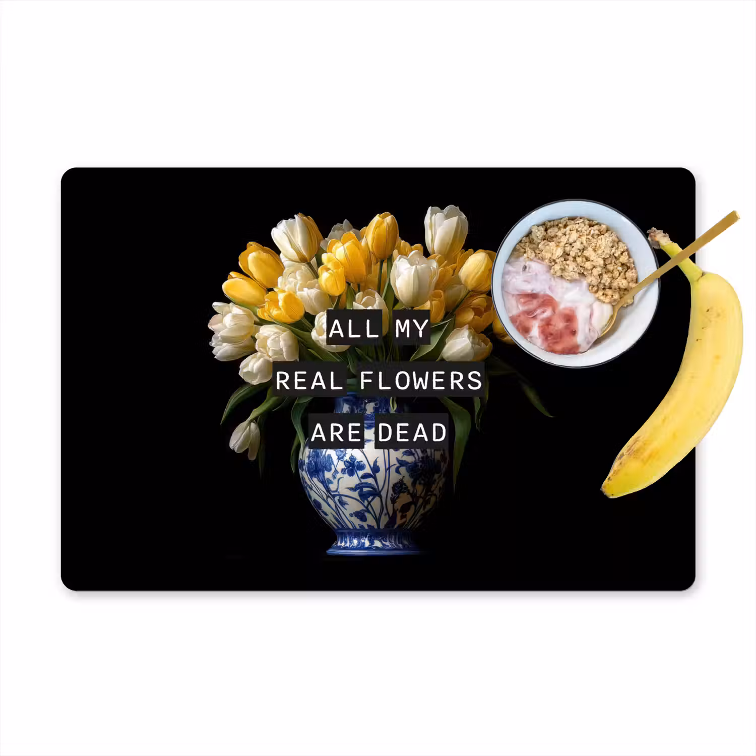 Quotes - Bloem - Tulp - Geel Placemat vinyl groot -zzzproduct_Kitchenyeah-website