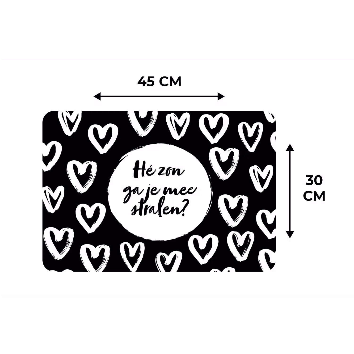Quotes - Hé zon, ga je mee stralen? - Tekst - Zon - Zomer Placemat vinyl groot -specs