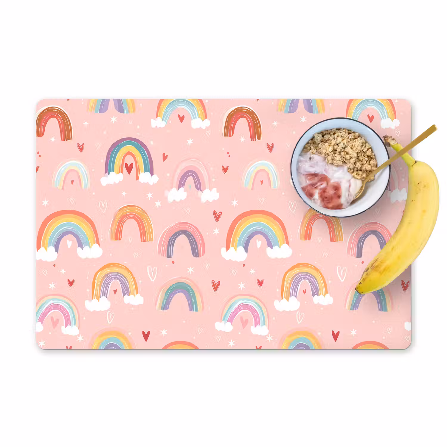 Regenboog - Patroon - Pastel - Handgetekend Placemat vinyl groot -zzzproduct_Kitchenyeah-website