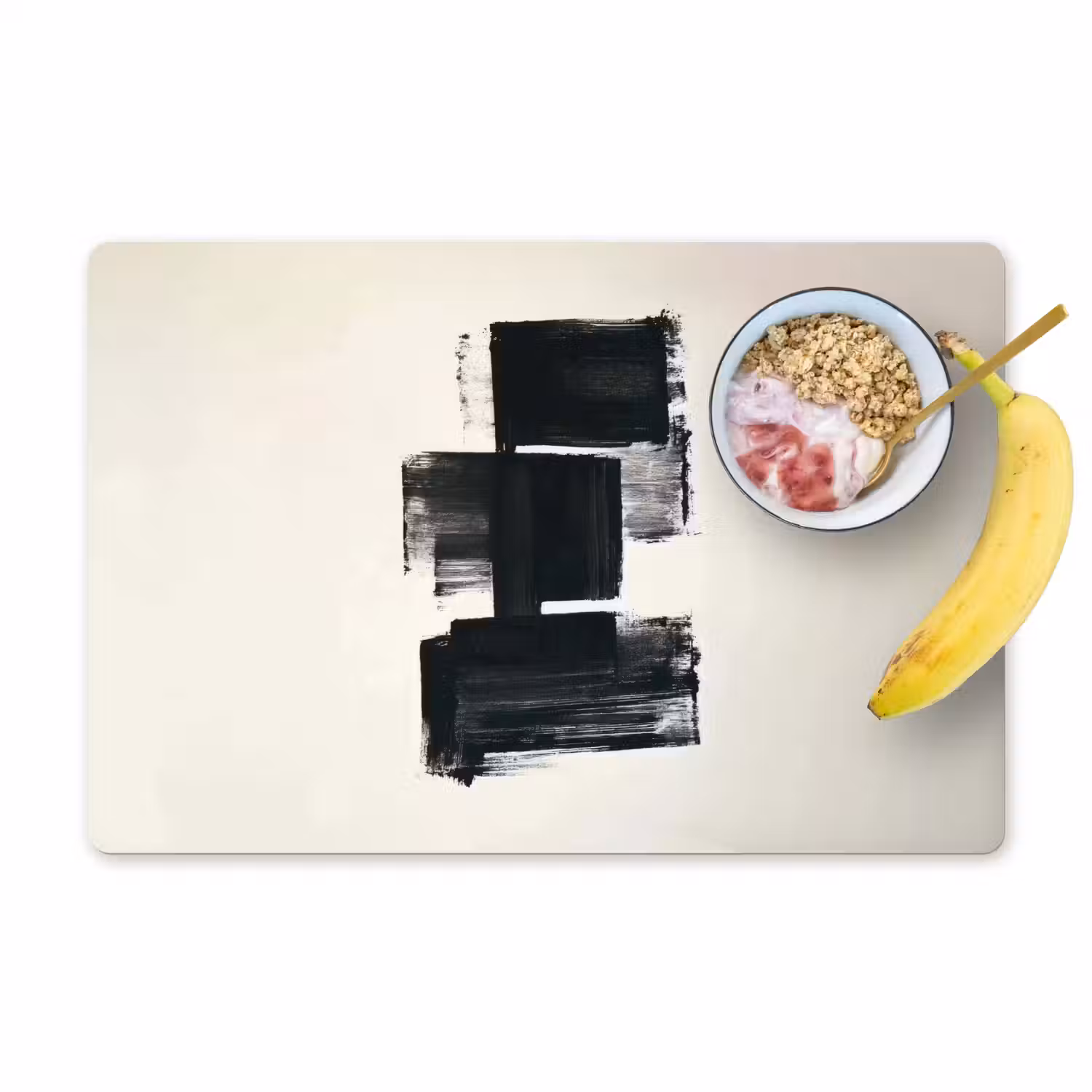 Rechthoeken - Penseelstreken - Abstract - Zwart Placemat vinyl groot -zzzproduct_Kitchenyeah-website