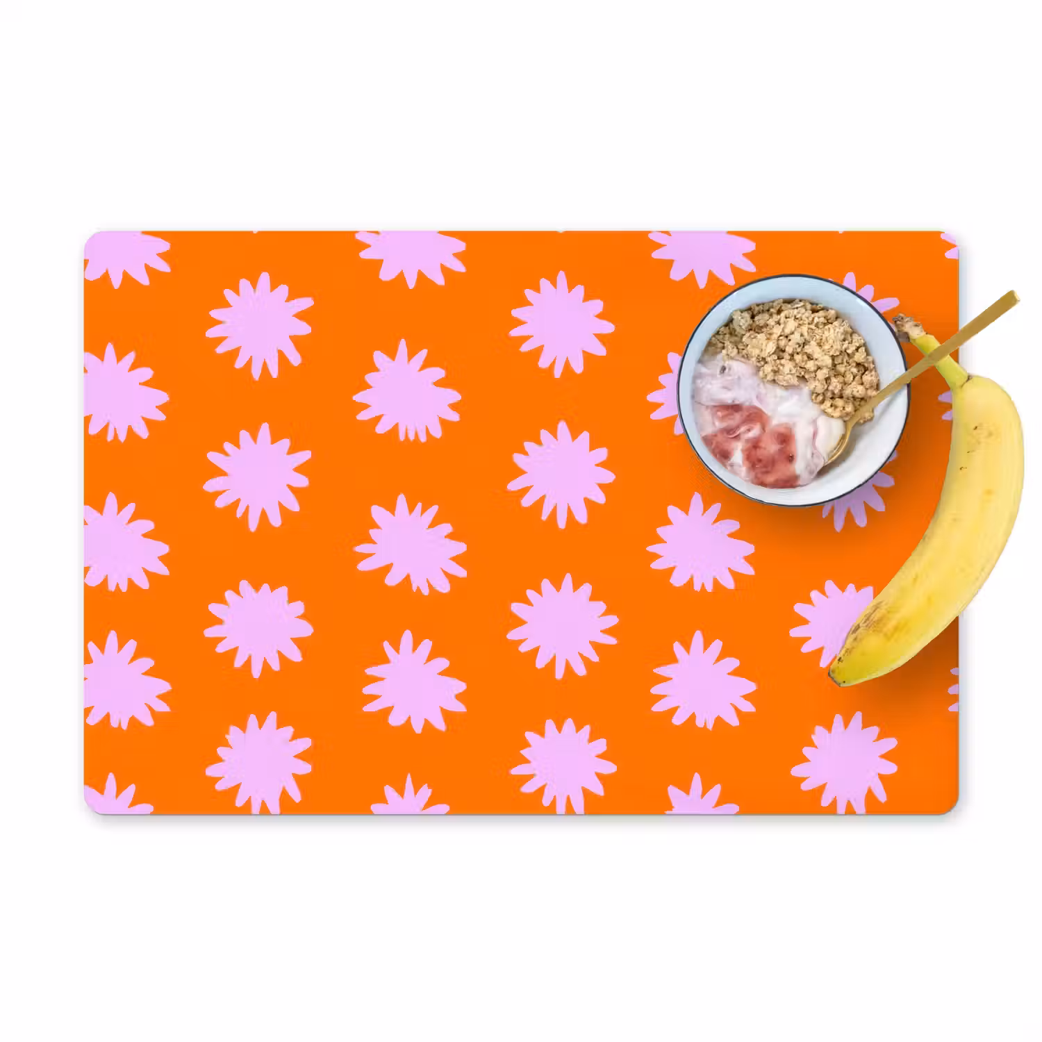Retro - Bloemen - Oranje Placemat vinyl groot 368 -zzzproduct_Kitchenyeah-website