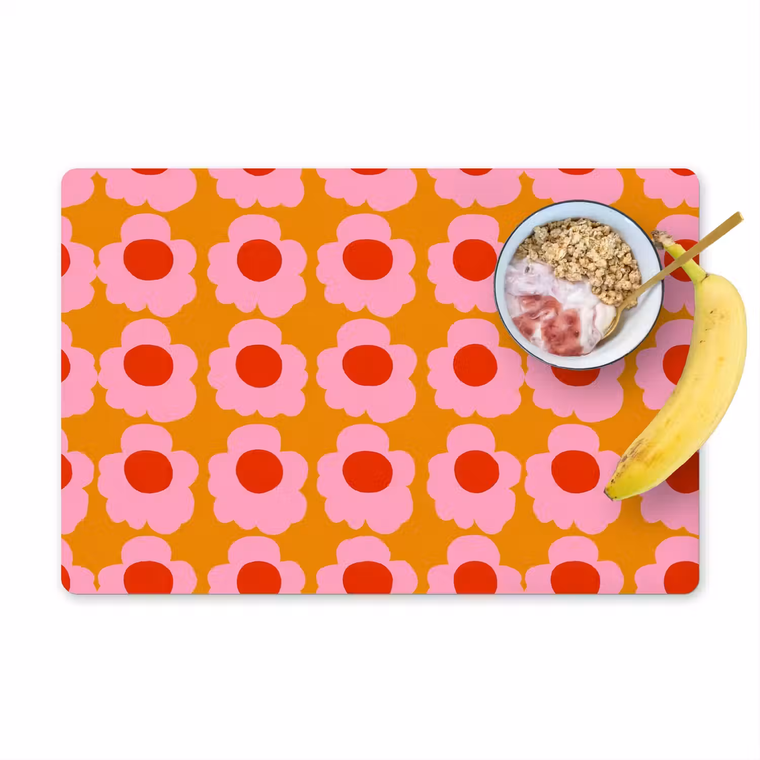 Retro - Bloemen - Roze Placemat vinyl groot 368 -zzzproduct_Kitchenyeah-website