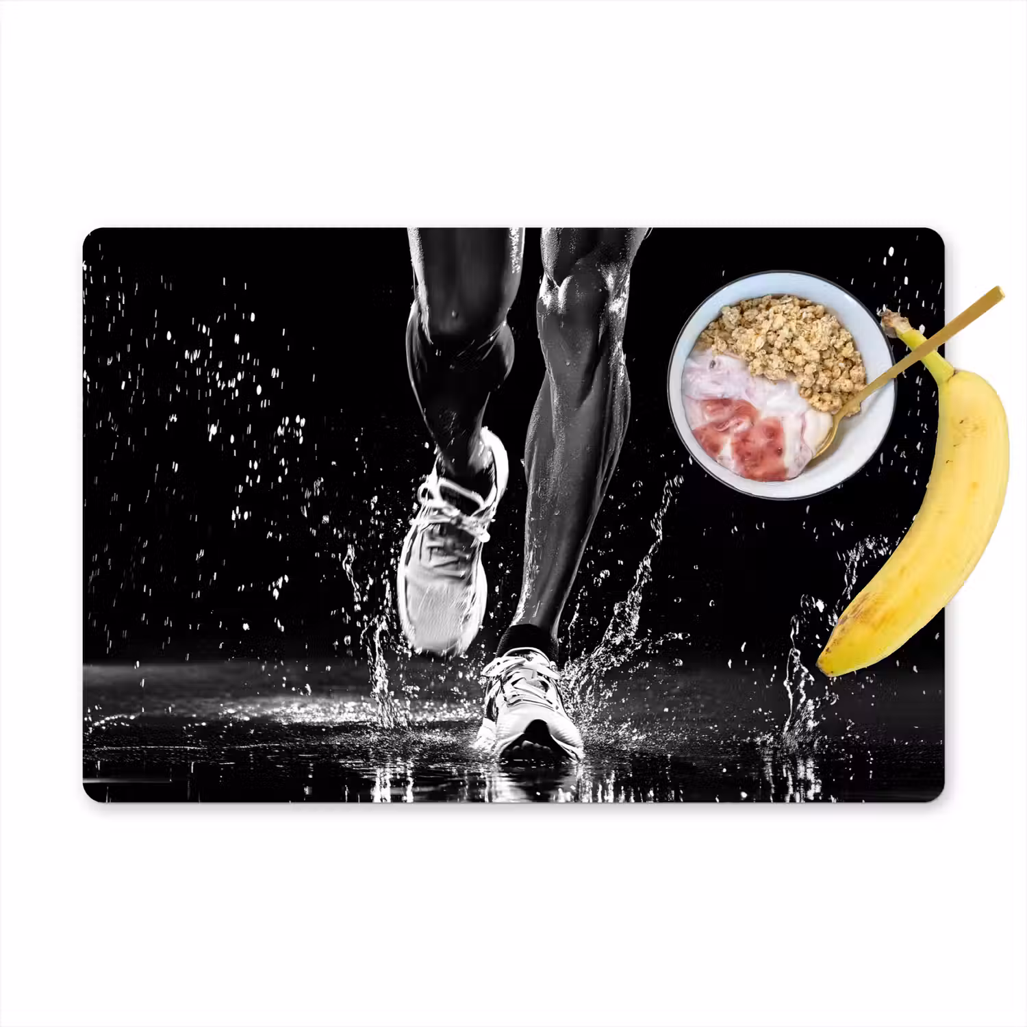 Hardloopschoenen - Rennen - Druppels - Zwart Placemat vinyl groot -zzzproduct_Kitchenyeah-website