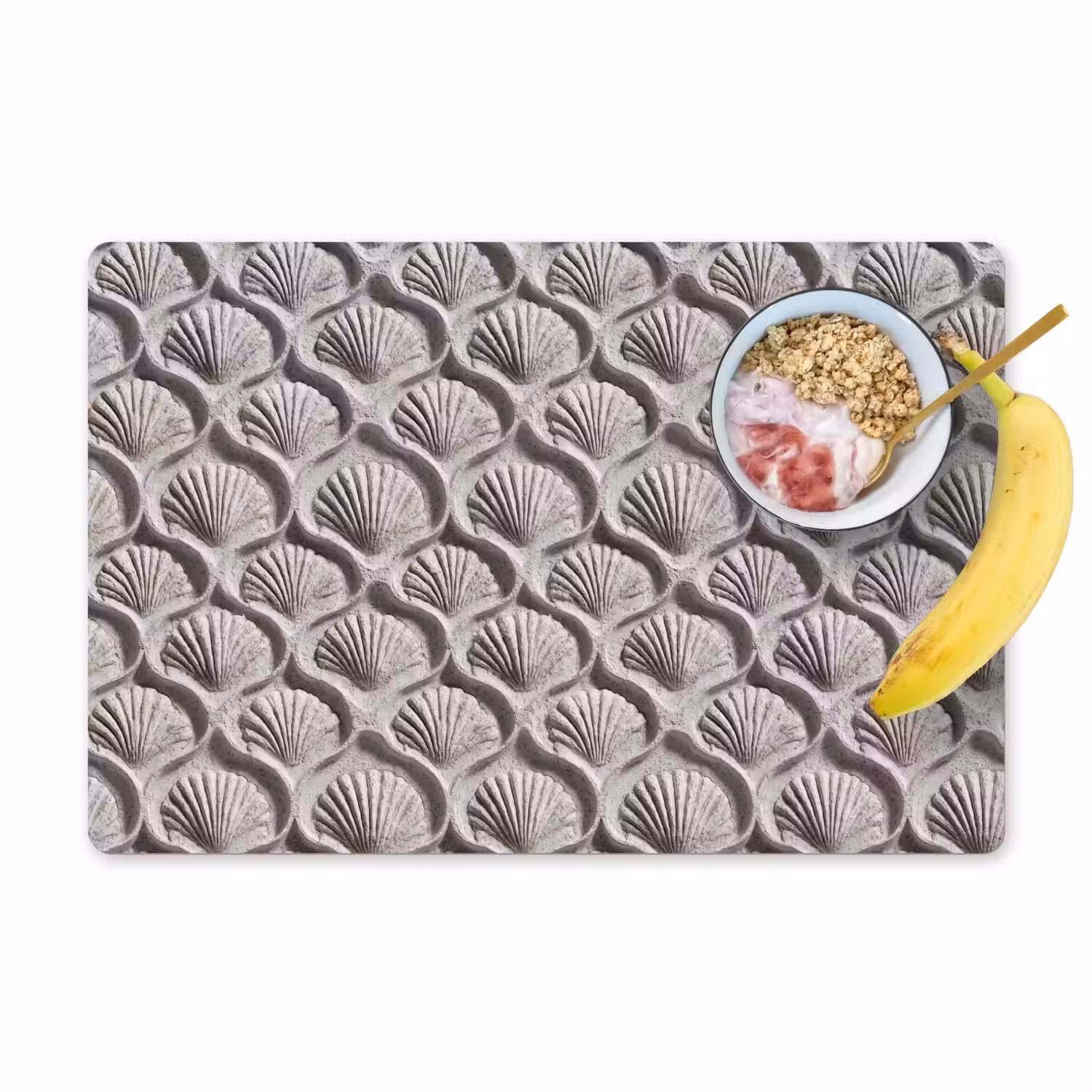 Zand - Schelpenvorm - Grijs Placemat vinyl groot 368 -zzzproduct_Kitchenyeah-website