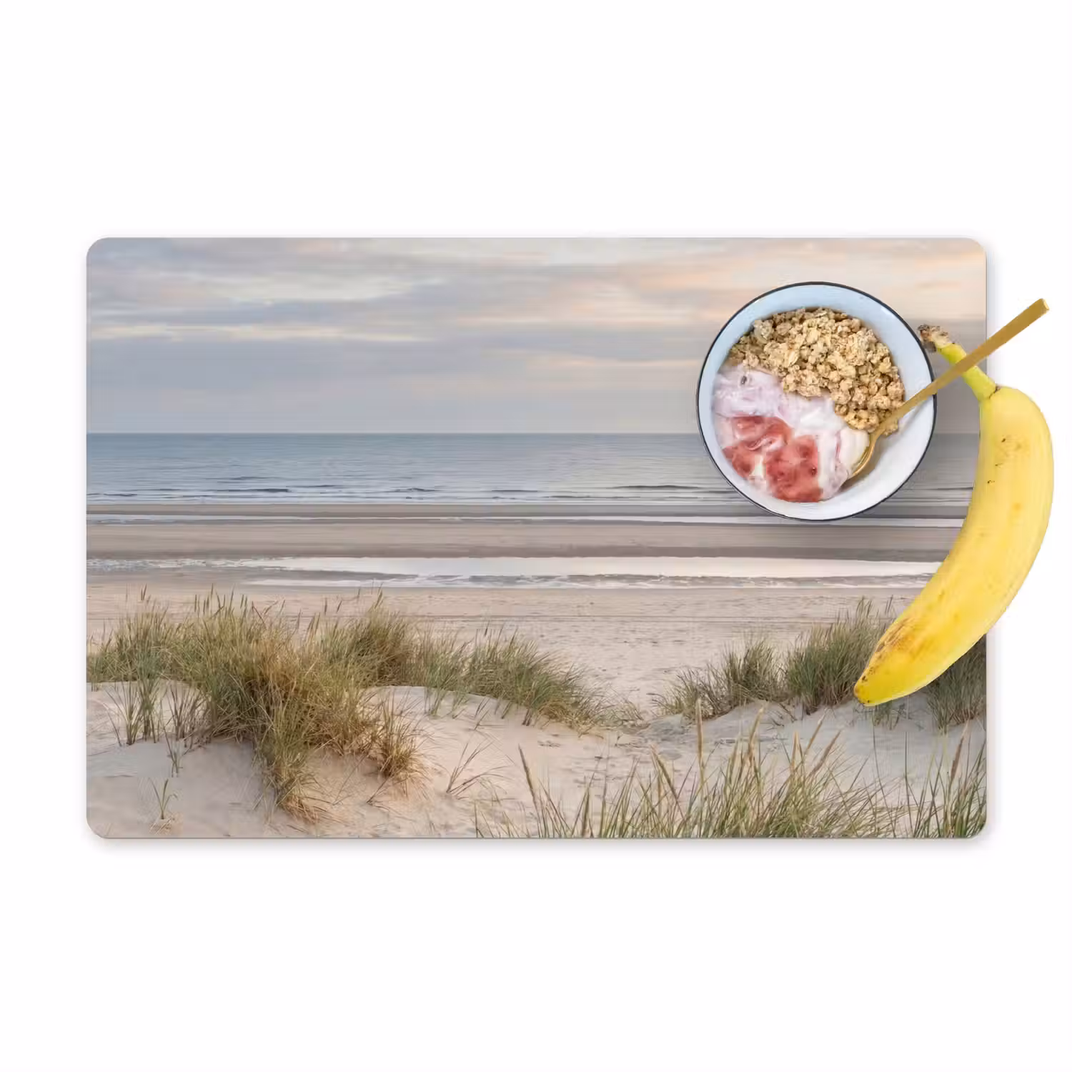 Zandstrand - Bewolkt - Duinen Placemat vinyl groot -zzzproduct_Kitchenyeah-website