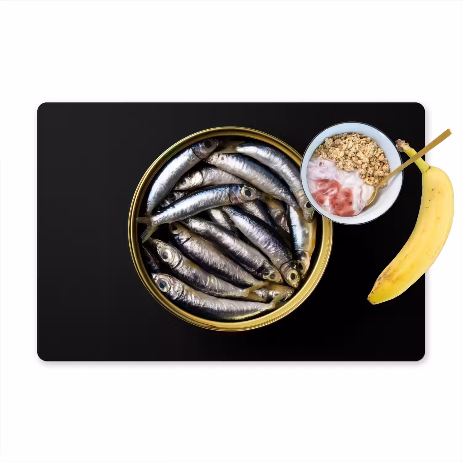 Sardines - Vissen - Rond - Zwart Placemat vinyl groot -zzzproduct_Kitchenyeah-website
