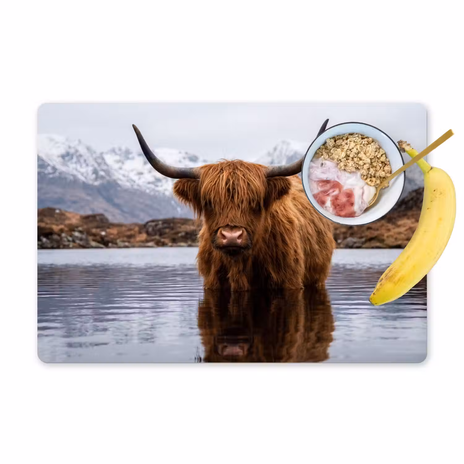 Schotse hooglander - Bruin - Water Placemat vinyl groot -zzzproduct_Kitchenyeah-website