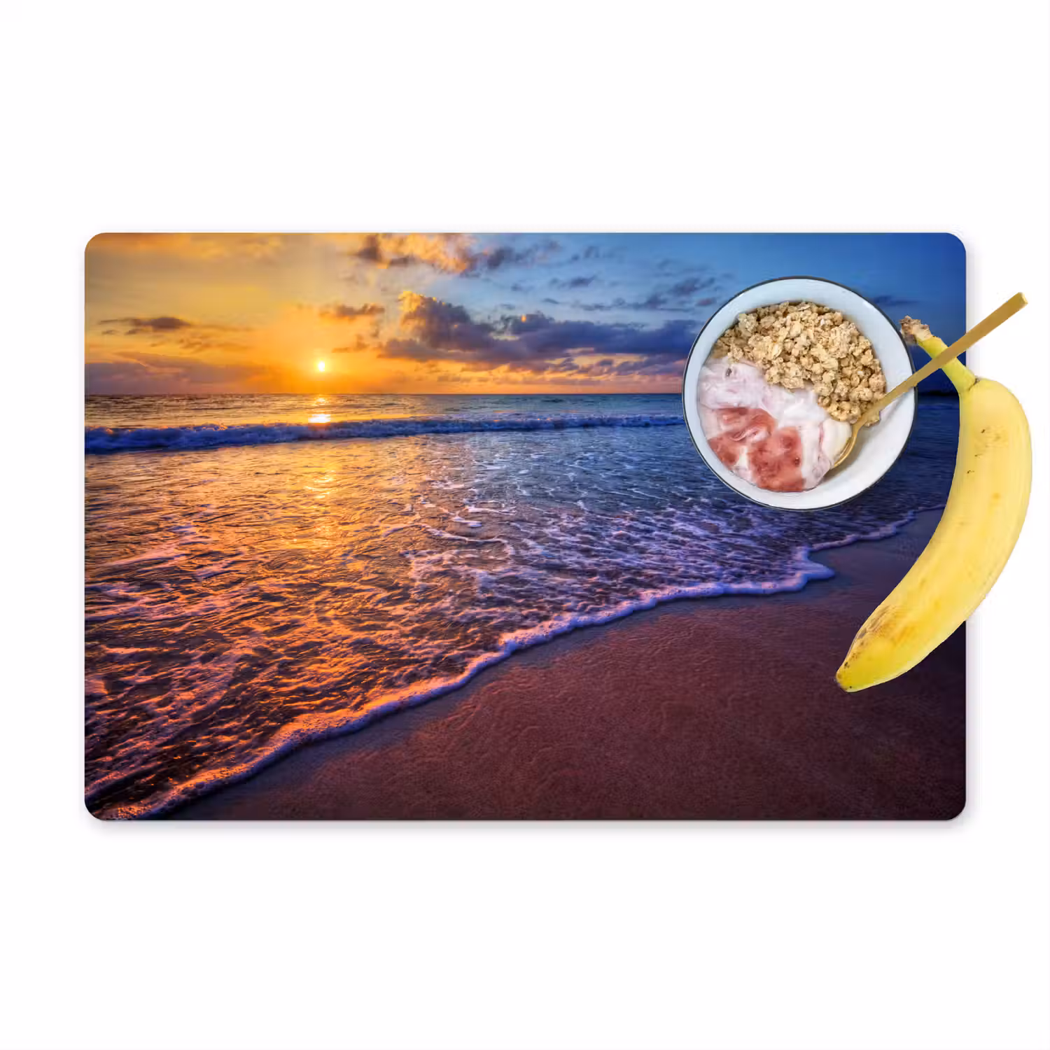 Zee - Strand - Zonsondergang - Wolken - Horizon Placemat vinyl groot -zzzproduct_Kitchenyeah-website