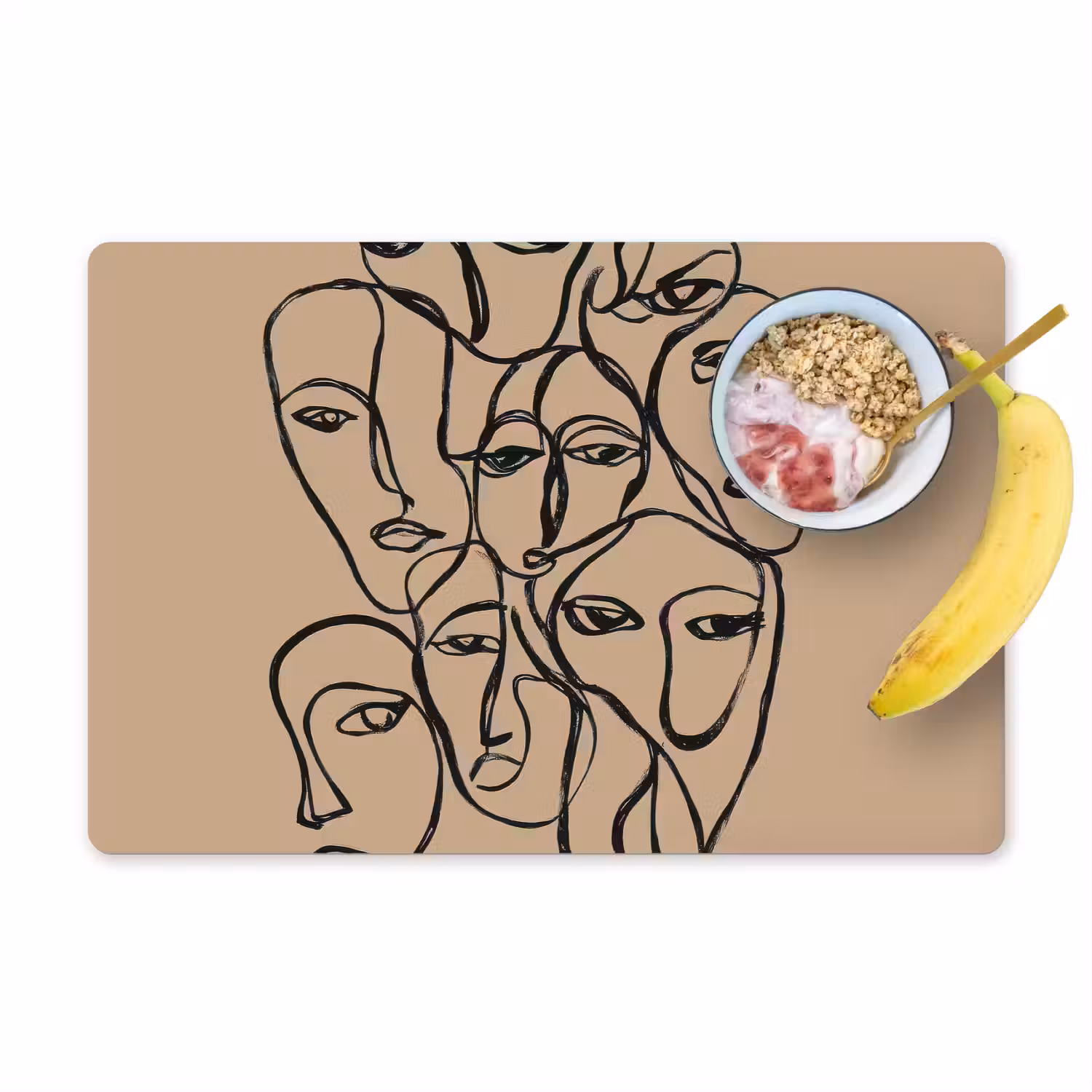 Gezichtenzee - Lijntekening - Abstract Placemat vinyl groot -zzzproduct_Kitchenyeah-website