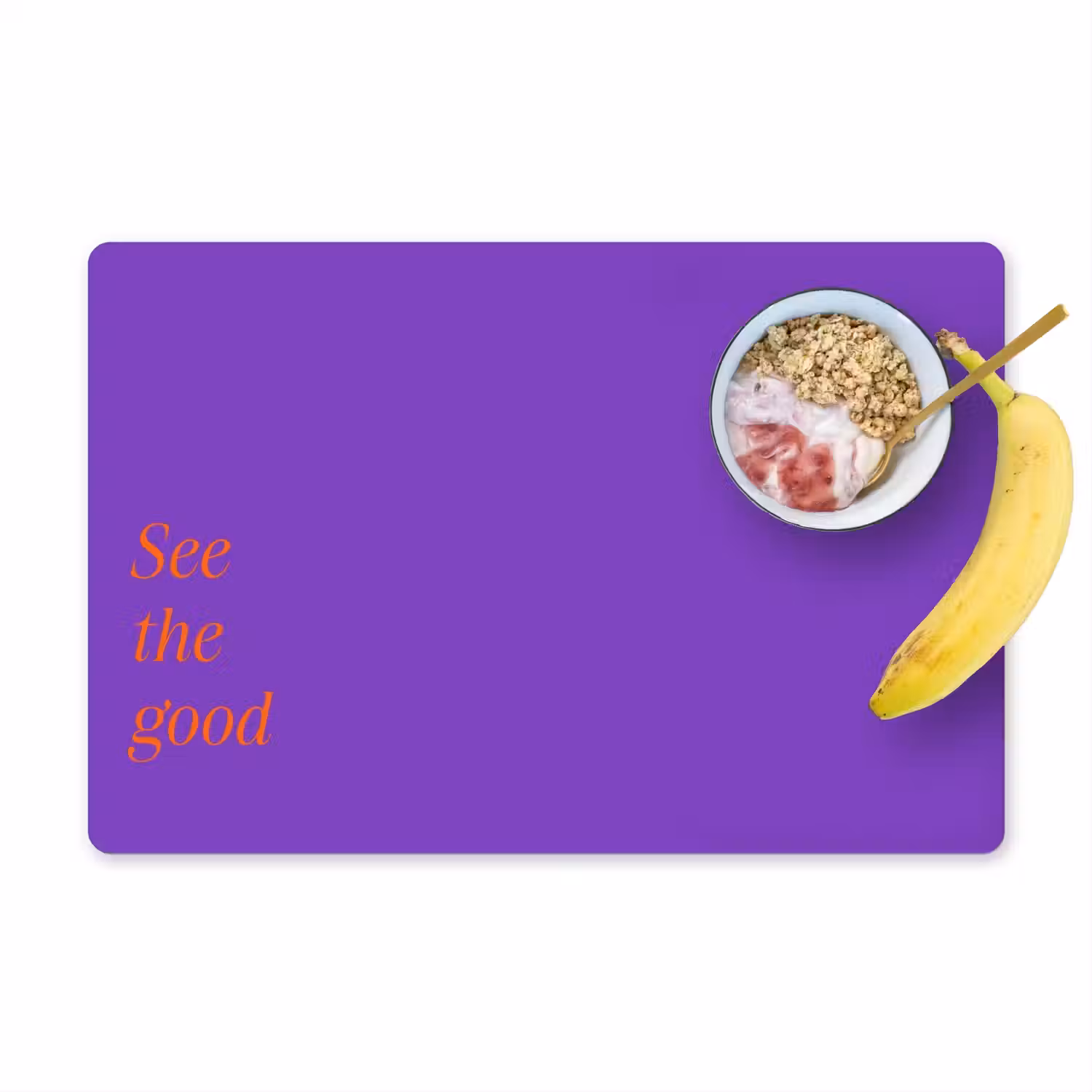 See the good - Oranje - Paars Placemat vinyl groot -zzzproduct_Kitchenyeah-website