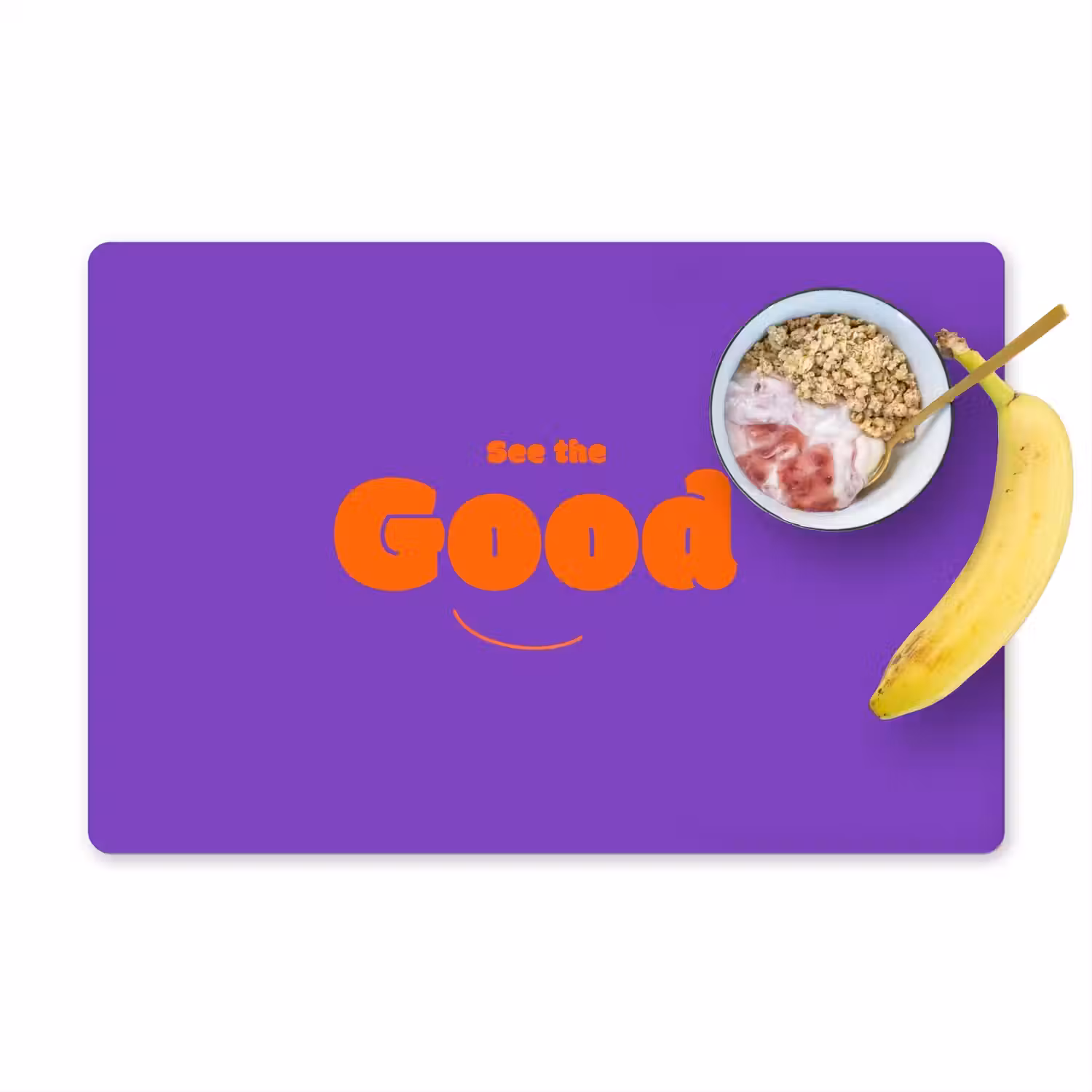 See the good - Oranje - Paars - Smiley Placemat vinyl groot -zzzproduct_Kitchenyeah-website