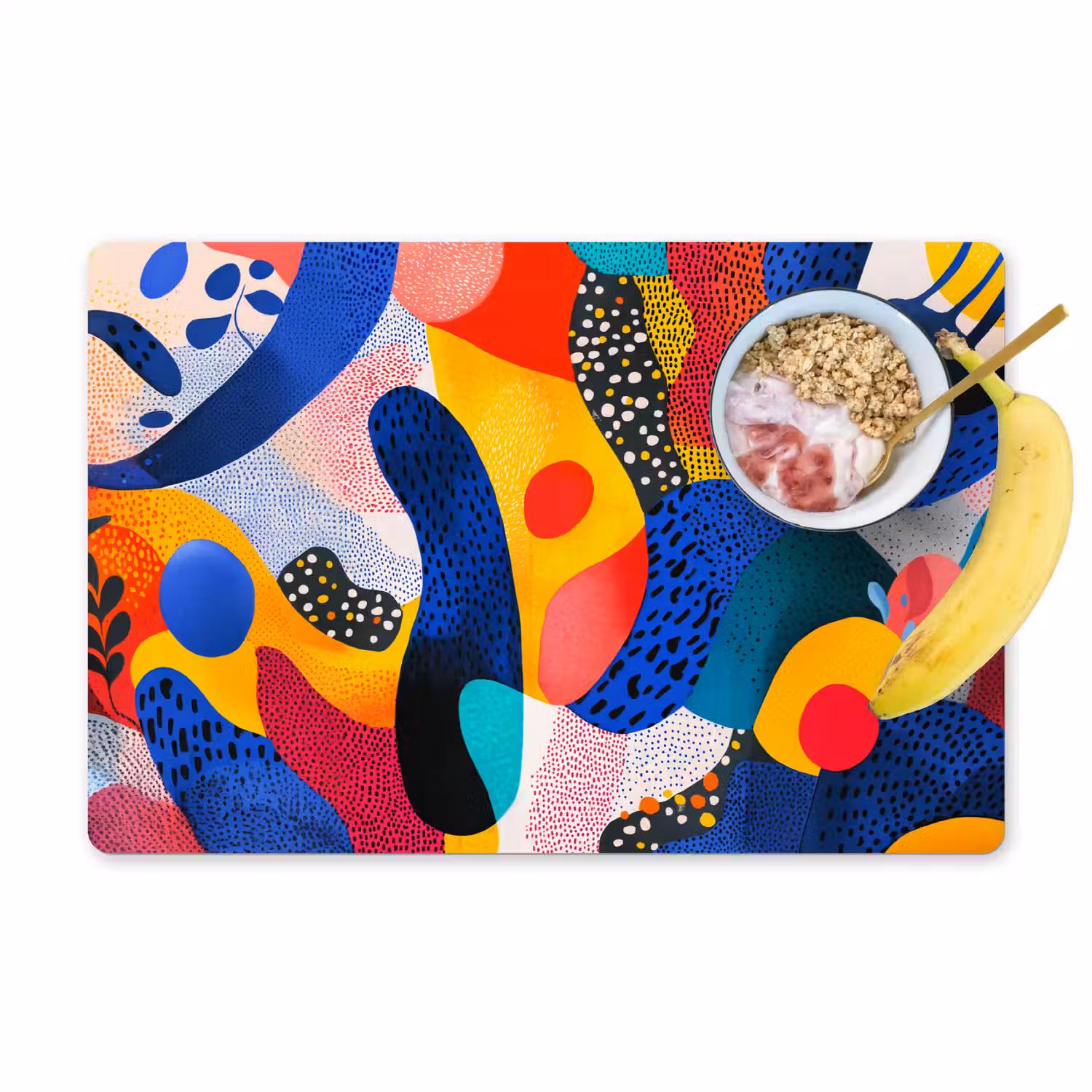 Vormen - Abstract - Stippels - Blauw Placemat vinyl groot -zzzproduct_Kitchenyeah-website