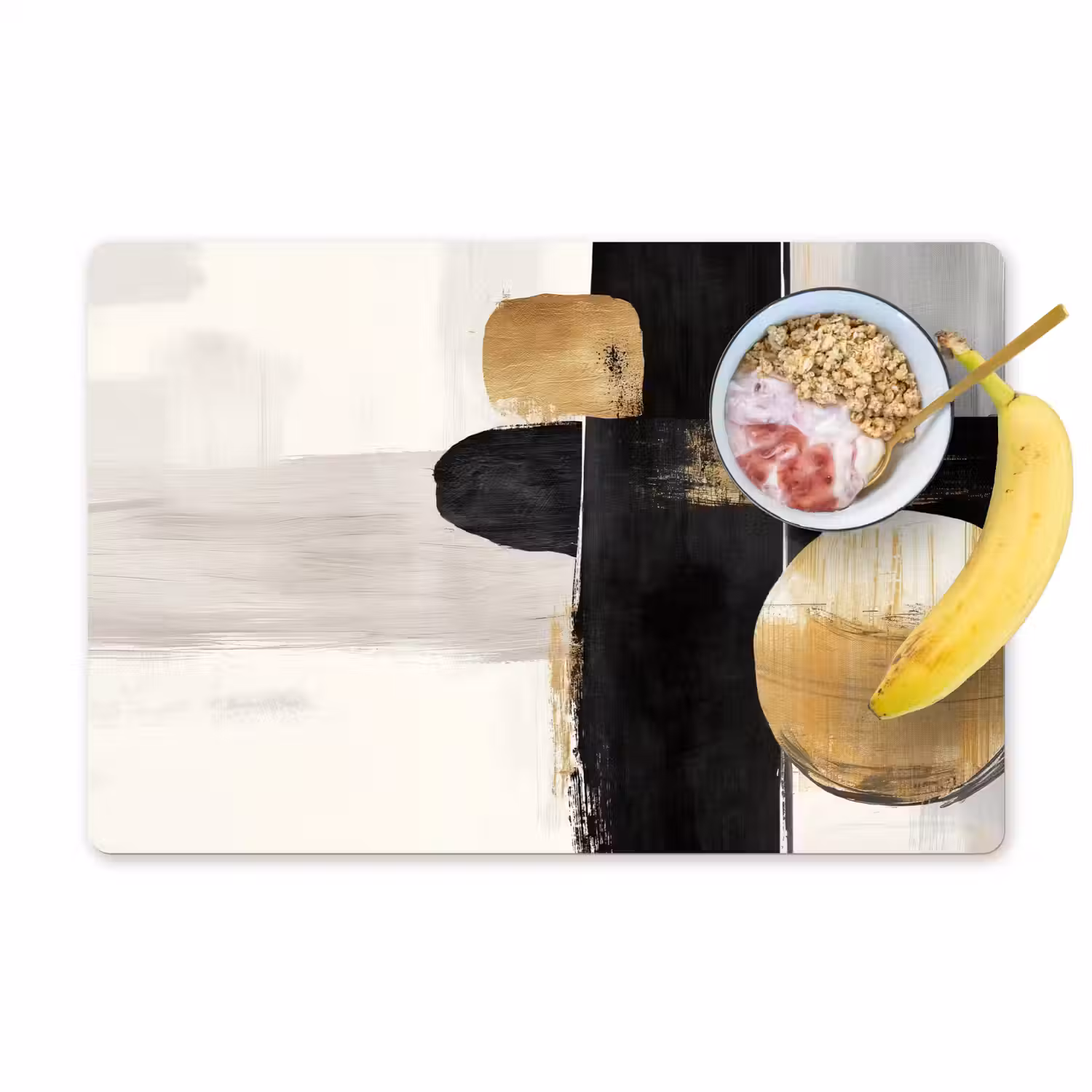 Vormen - Penseelstreken - Abstract - Goud Placemat vinyl groot -zzzproduct_Kitchenyeah-website