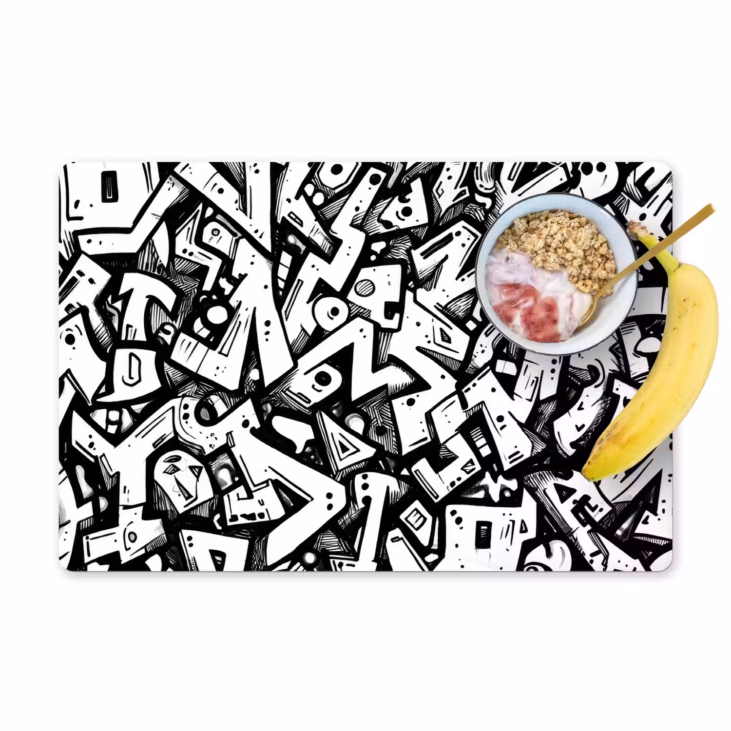 Vormen - Letters - Graffiti - Zwart Placemat vinyl groot -zzzproduct_Kitchenyeah-website