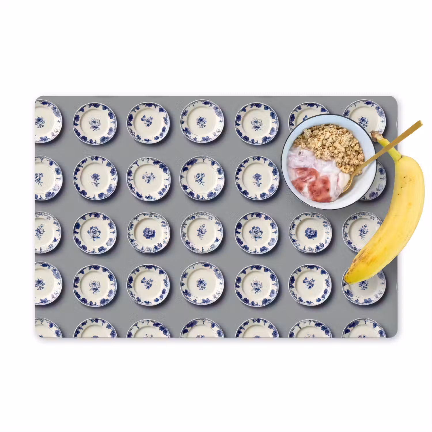 Borden - Bloemen - Blauw - Wit Placemat vinyl groot 368 -zzzproduct_Kitchenyeah-website