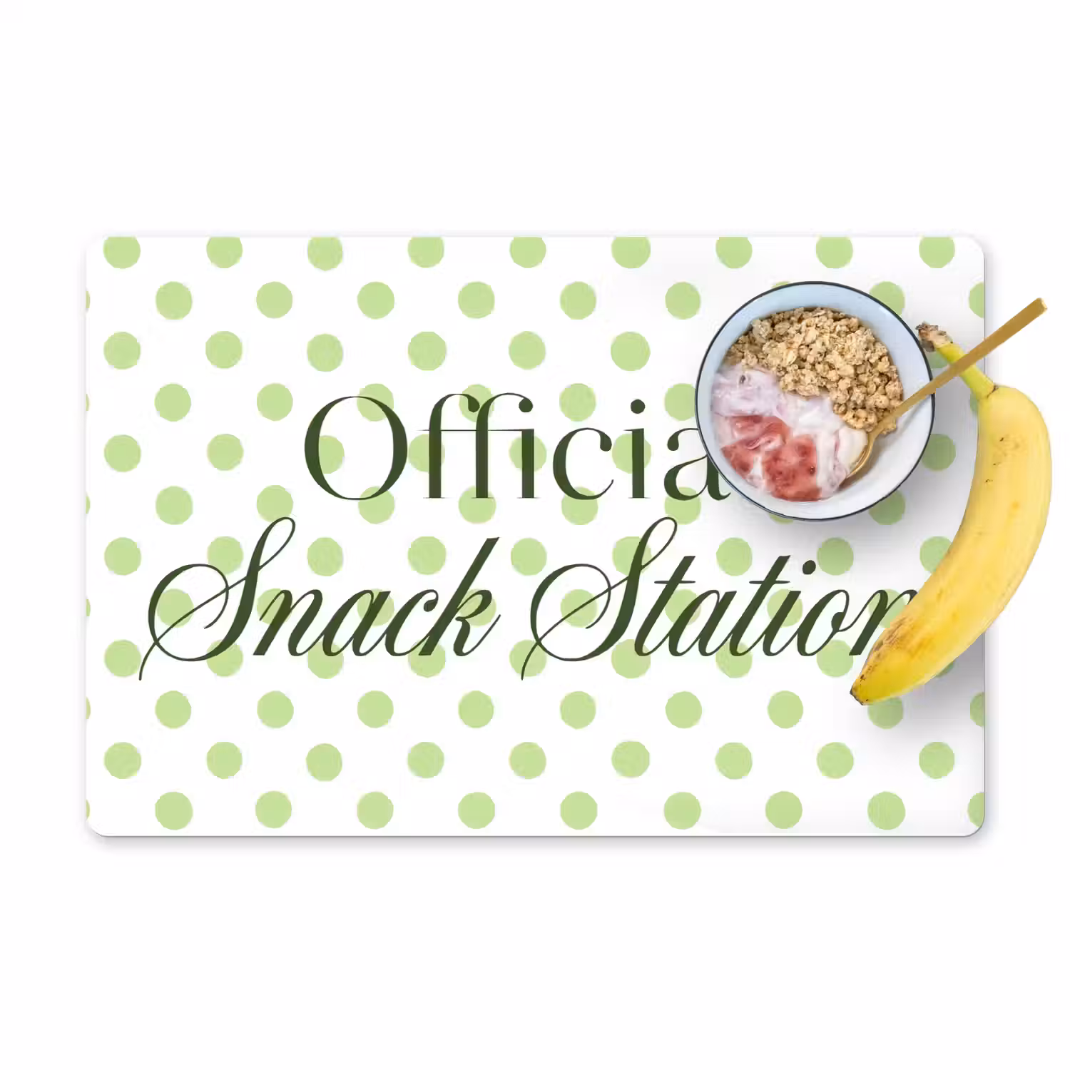 Snack Station - Groen - Stippen Placemat vinyl groot -zzzproduct_Kitchenyeah-website