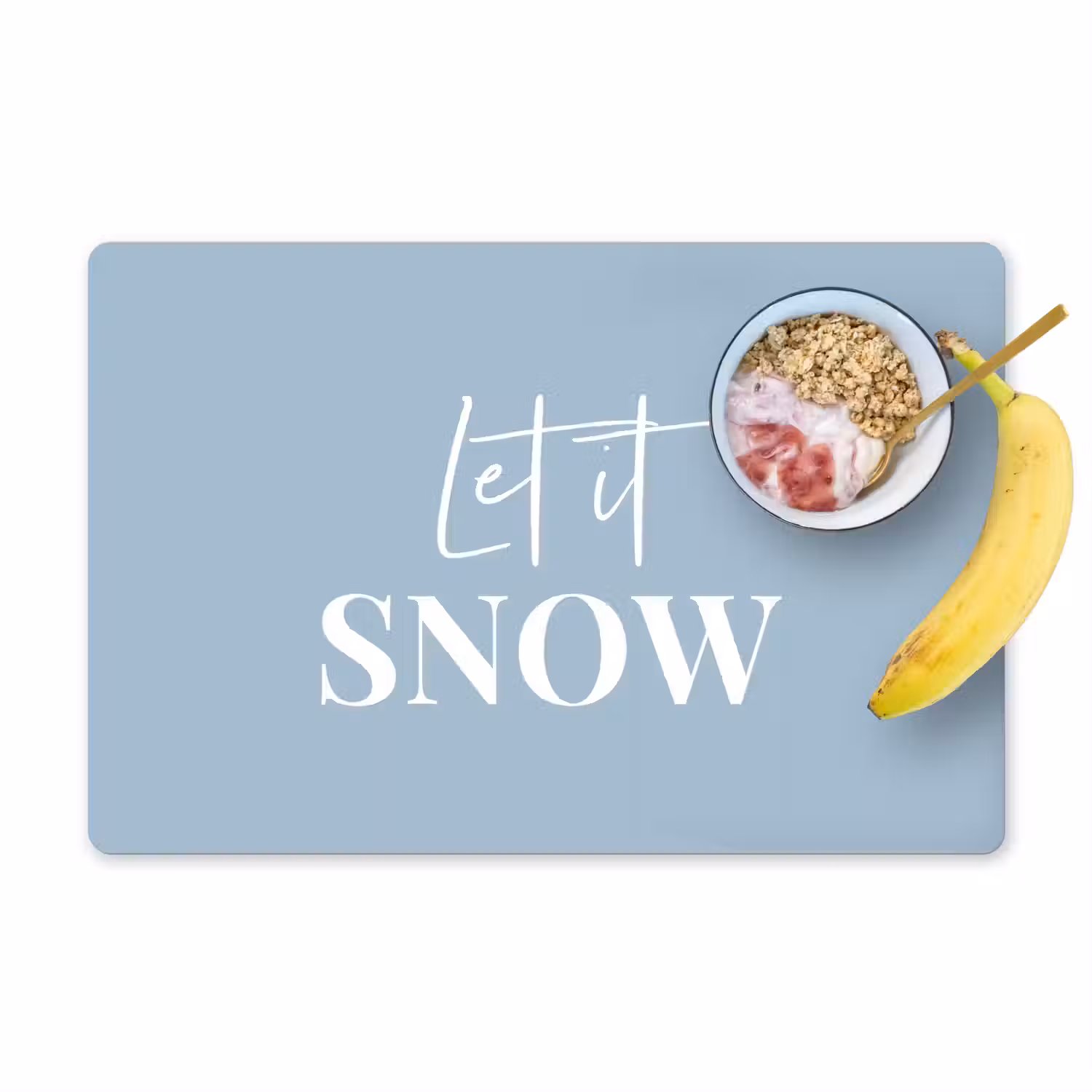 Sneeuw - Winter - Blauw - Let it snow Placemat vinyl groot -zzzproduct_Kitchenyeah-website
