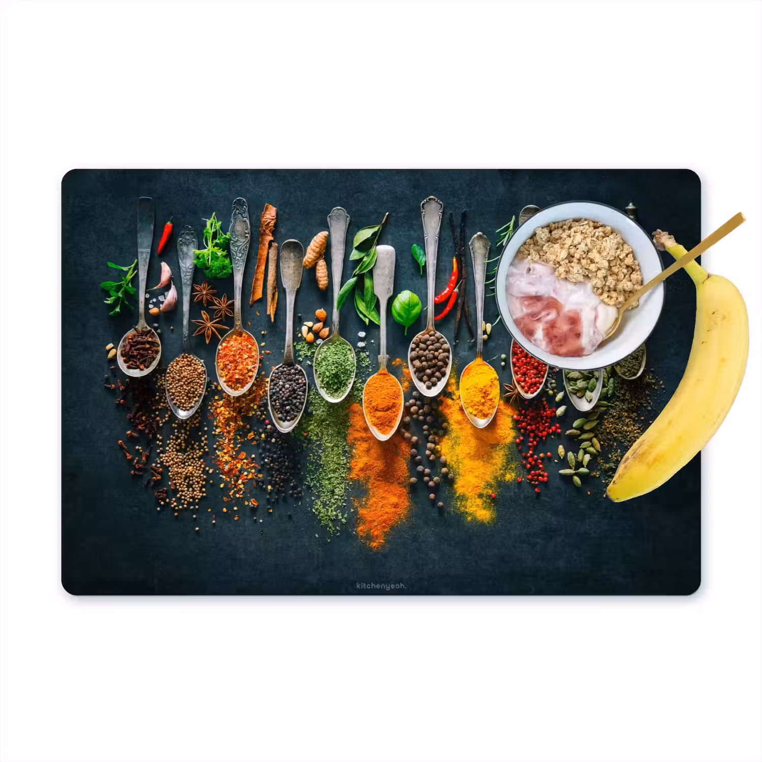 Kruiden - Lepels - Kleurrijk Placemat vinyl groot -zzzproduct_Kitchenyeah-website