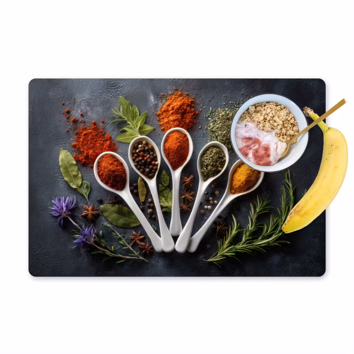 Lepels - Wit - Poeder - Kruiden Placemat vinyl groot -zzzproduct_Kitchenyeah-website