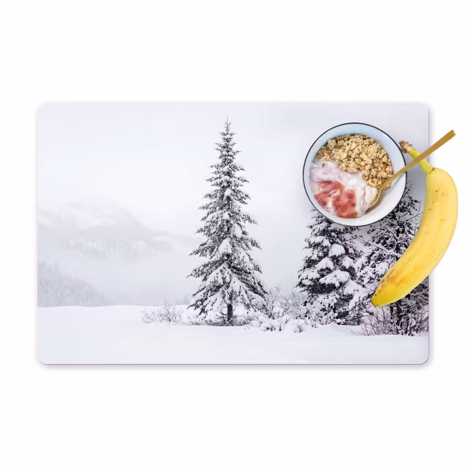 Fijnsparren - Sneeuw - Winter - Landschap - Stilte Placemat vinyl groot -zzzproduct_Kitchenyeah-website