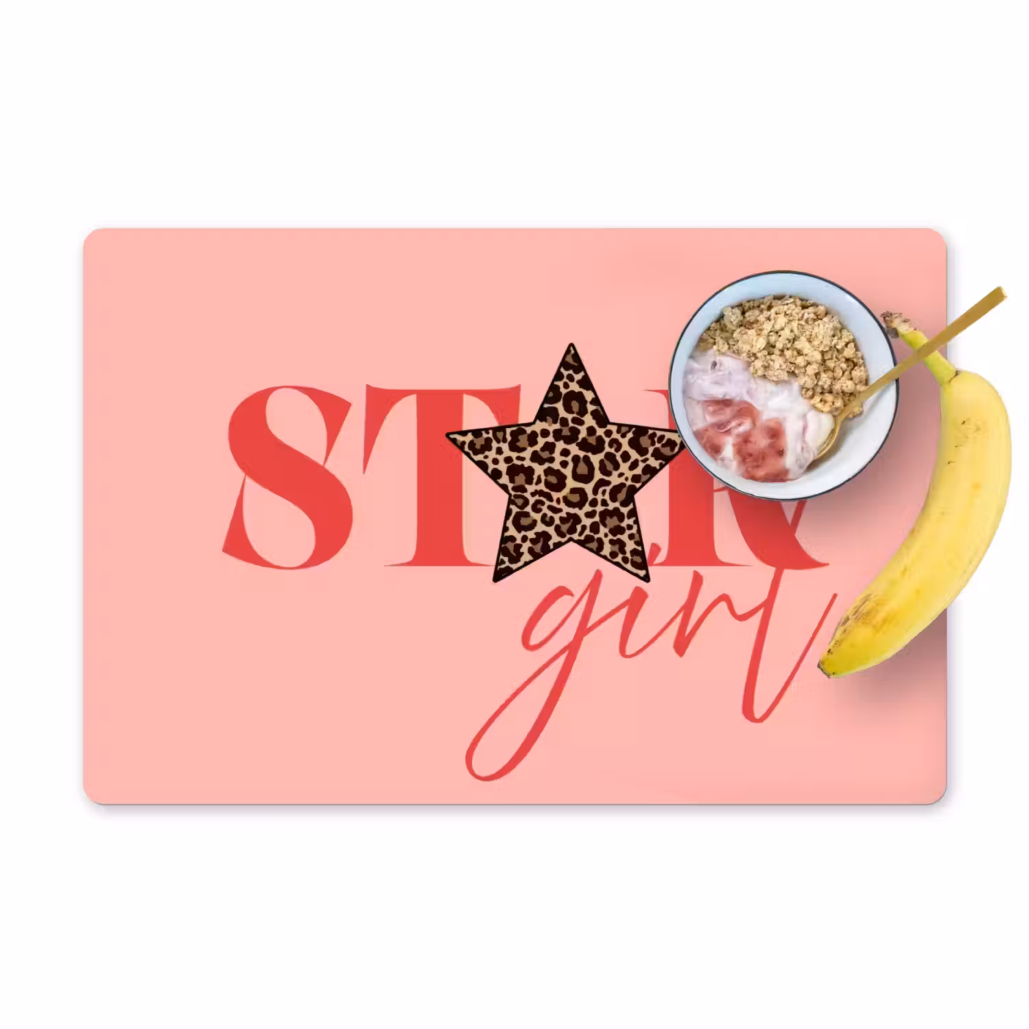 Star girl - Roze - Panter - Ster Placemat vinyl groot -zzzproduct_Kitchenyeah-website