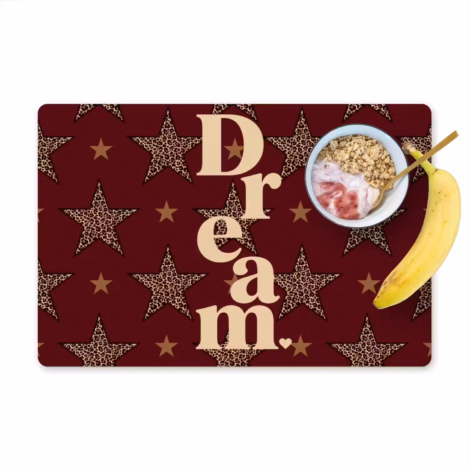 Sterren - Luipaardprint - Dream - Bordeaux Placemat vinyl groot -zzzproduct_Kitchenyeah-website