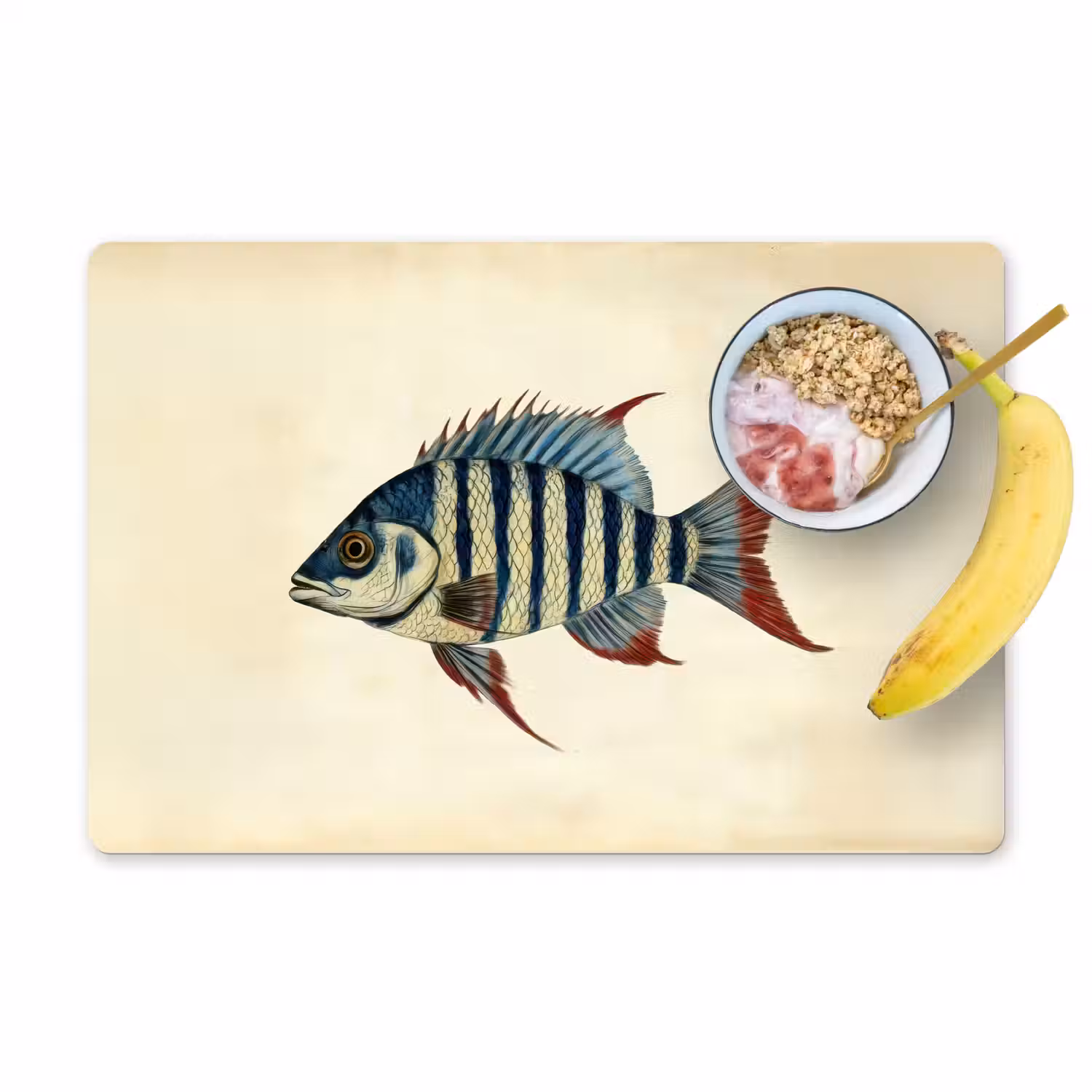 Gestreept - Donkerblauw - Rugvin - Vis Placemat vinyl groot -zzzproduct_Kitchenyeah-website