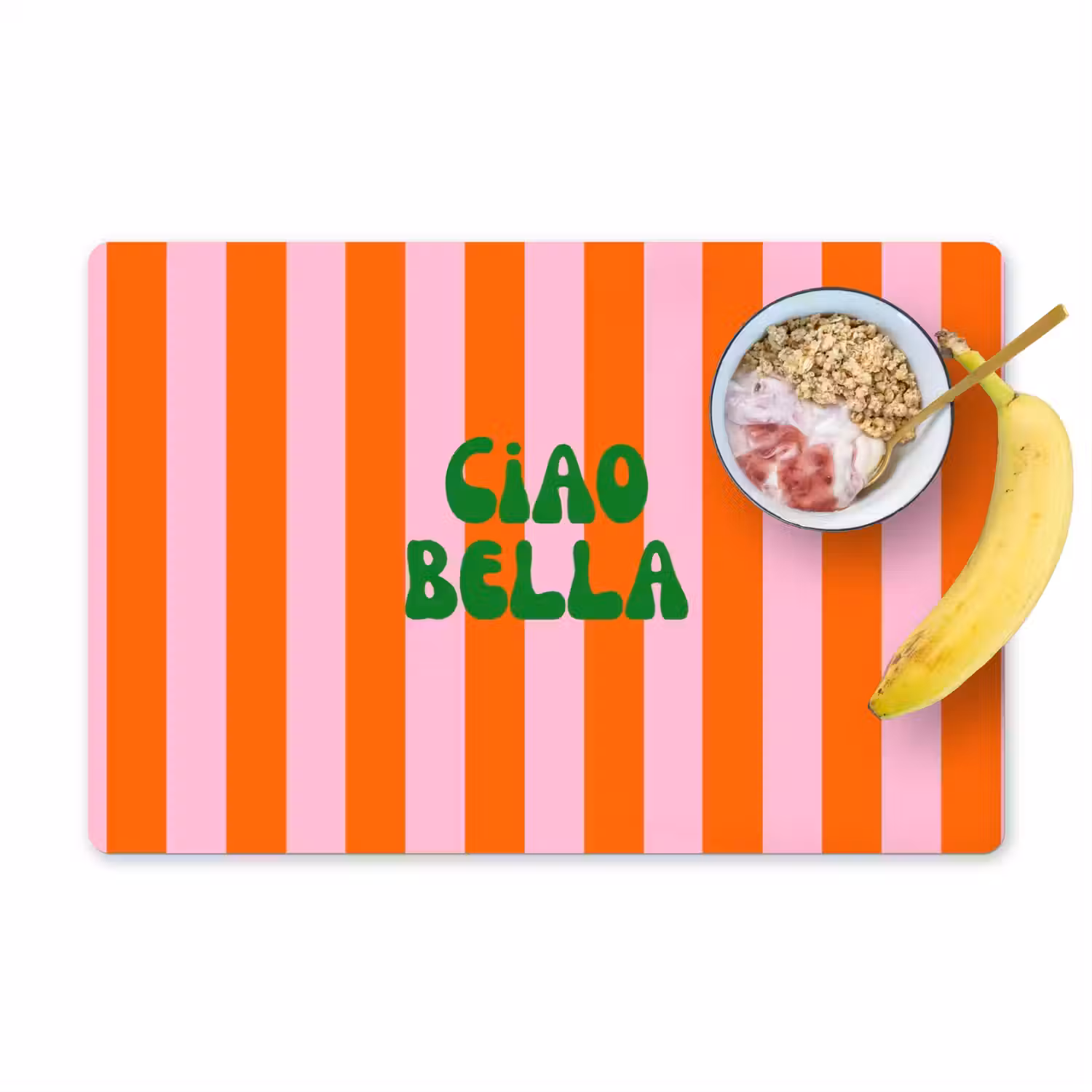 Strepen - Oranje - Verticaal - Ciao bella Placemat vinyl groot -zzzproduct_Kitchenyeah-website
