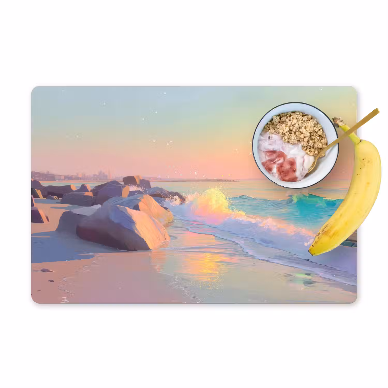 Zomerlicht - Strand - Fonkelende accenten Placemat vinyl groot -zzzproduct_Kitchenyeah-website