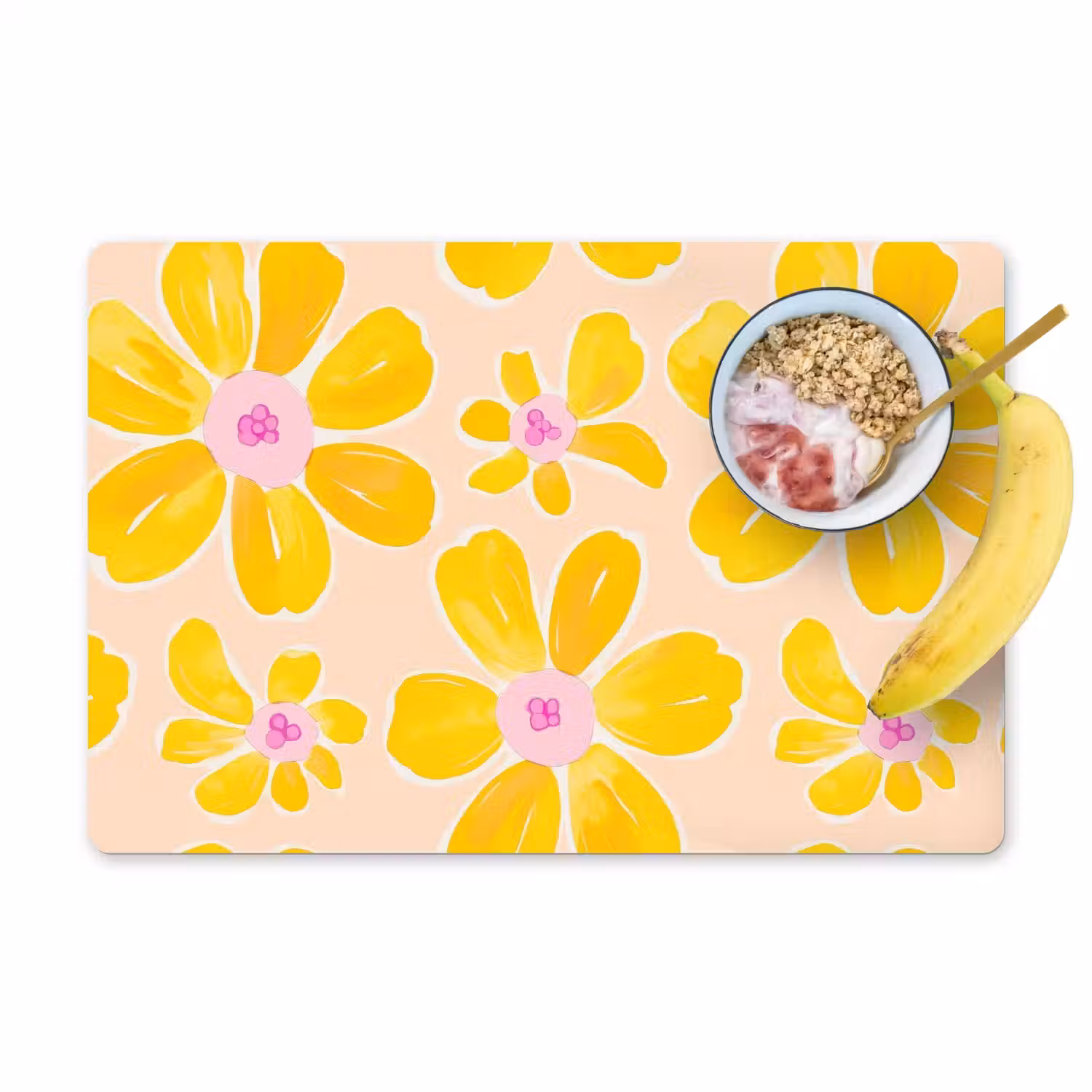 Zomers - Bloemen - Geel Placemat vinyl groot 368 -zzzproduct_Kitchenyeah-website