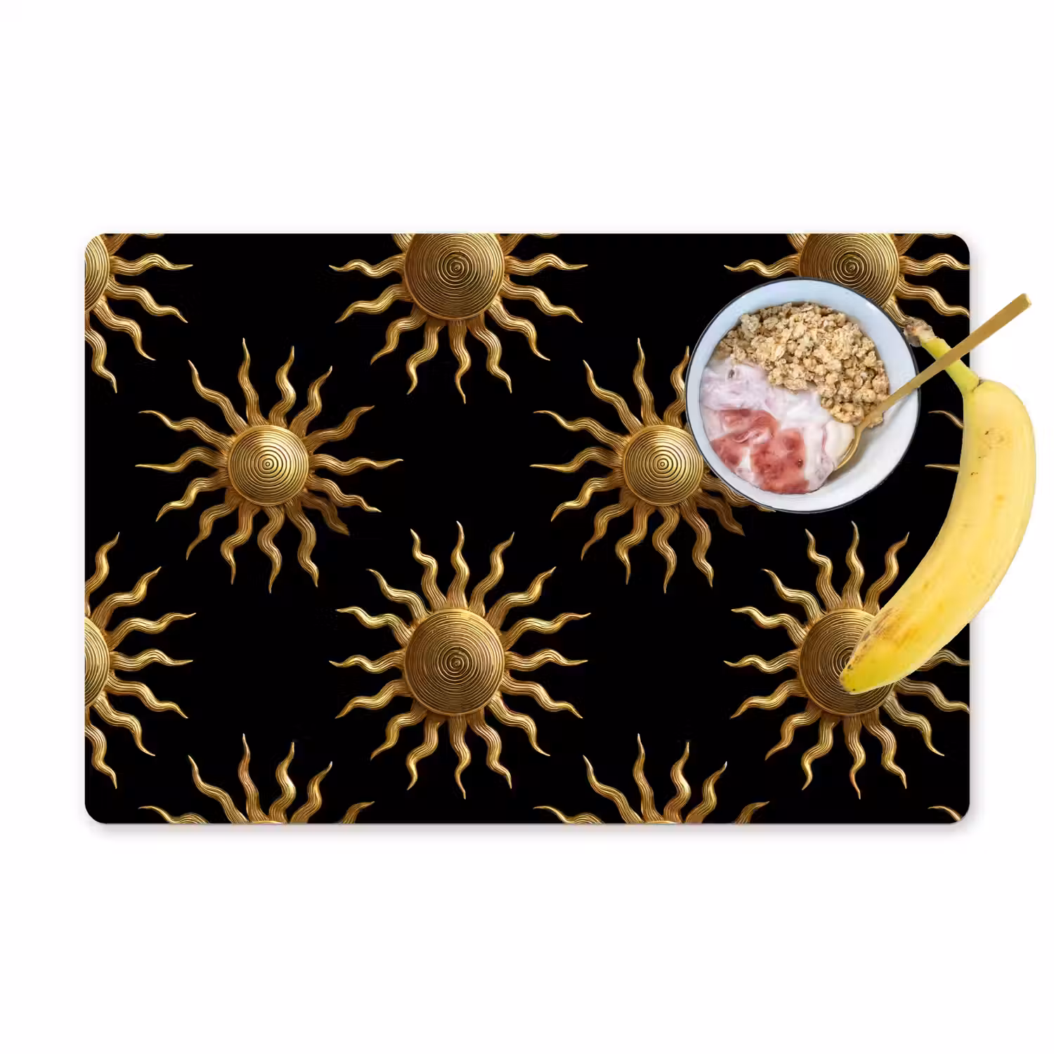 Zon - Patroon - Luxe - Goud - Zwart Placemat vinyl groot 368 -zzzproduct_Kitchenyeah-website