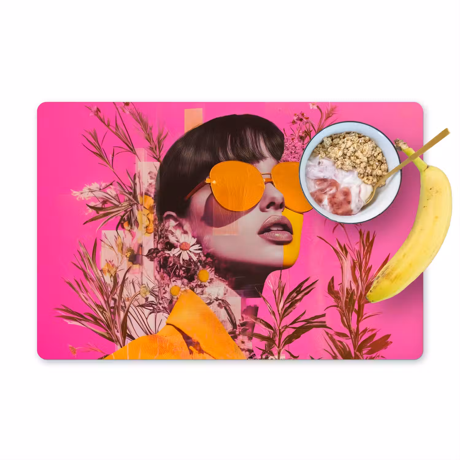 Zonnebril - Oranje - Vrouw - Planten Placemat vinyl groot -zzzproduct_Kitchenyeah-website