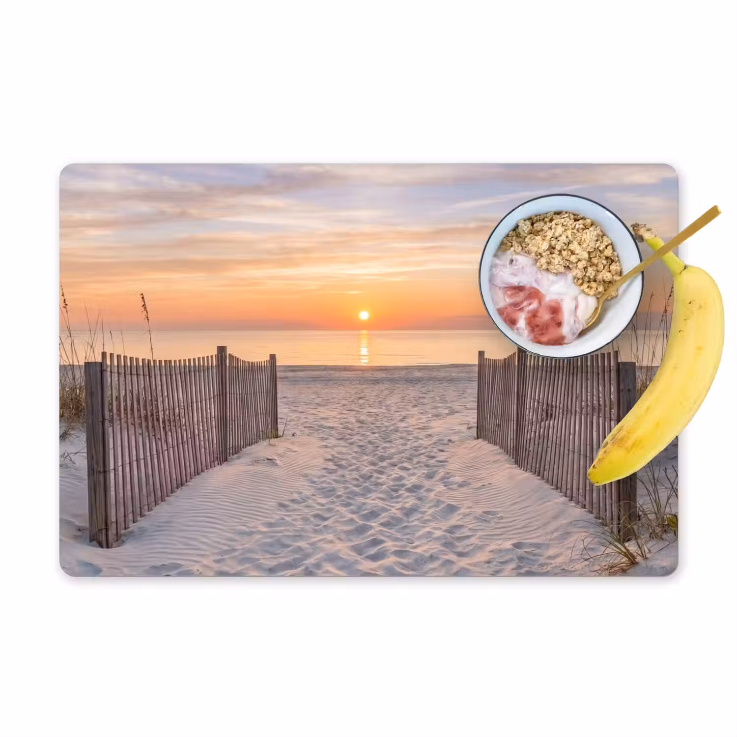Zonsondergang - Strand - Zand Placemat vinyl groot -zzzproduct_Kitchenyeah-website
