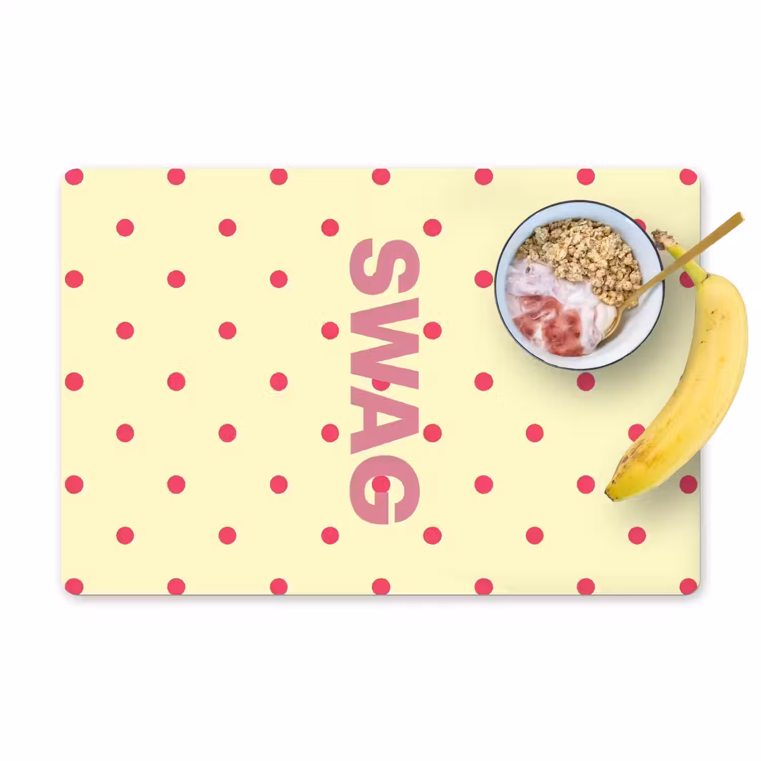 Swag - Roze - Stippen - Geel Placemat vinyl groot -zzzproduct_Kitchenyeah-website