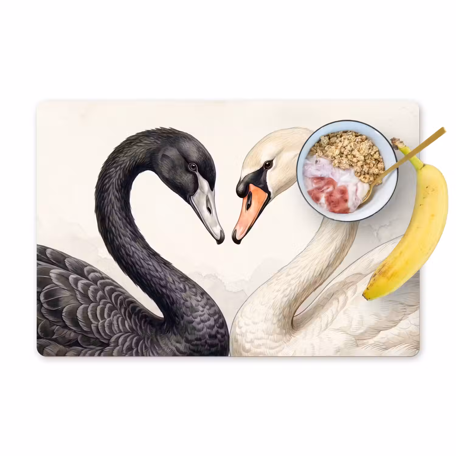 Zwanen - Hartvorm - Dieren Placemat vinyl groot -zzzproduct_Kitchenyeah-website