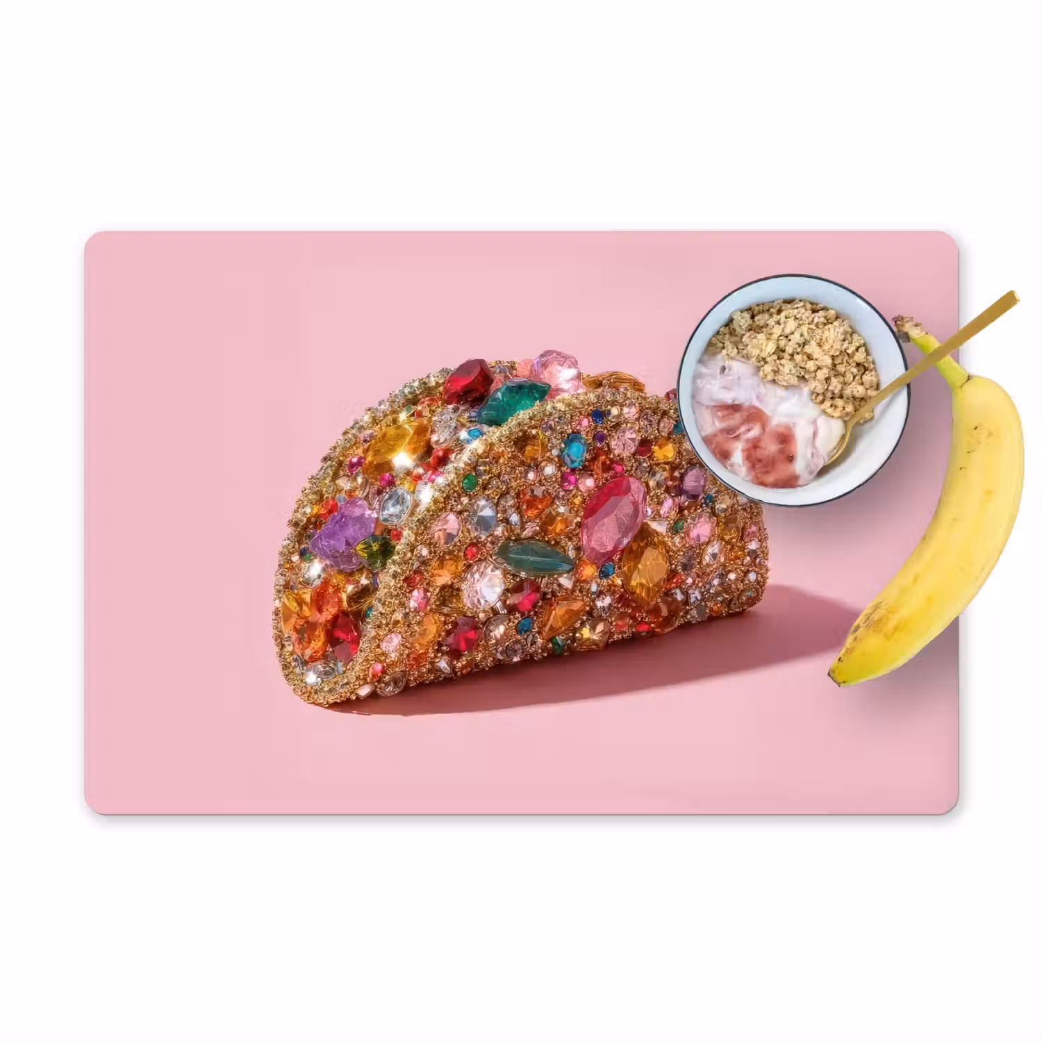 Taco - Kleurrijk - Edelstenen - Goud Placemat vinyl groot -zzzproduct_Kitchenyeah-website
