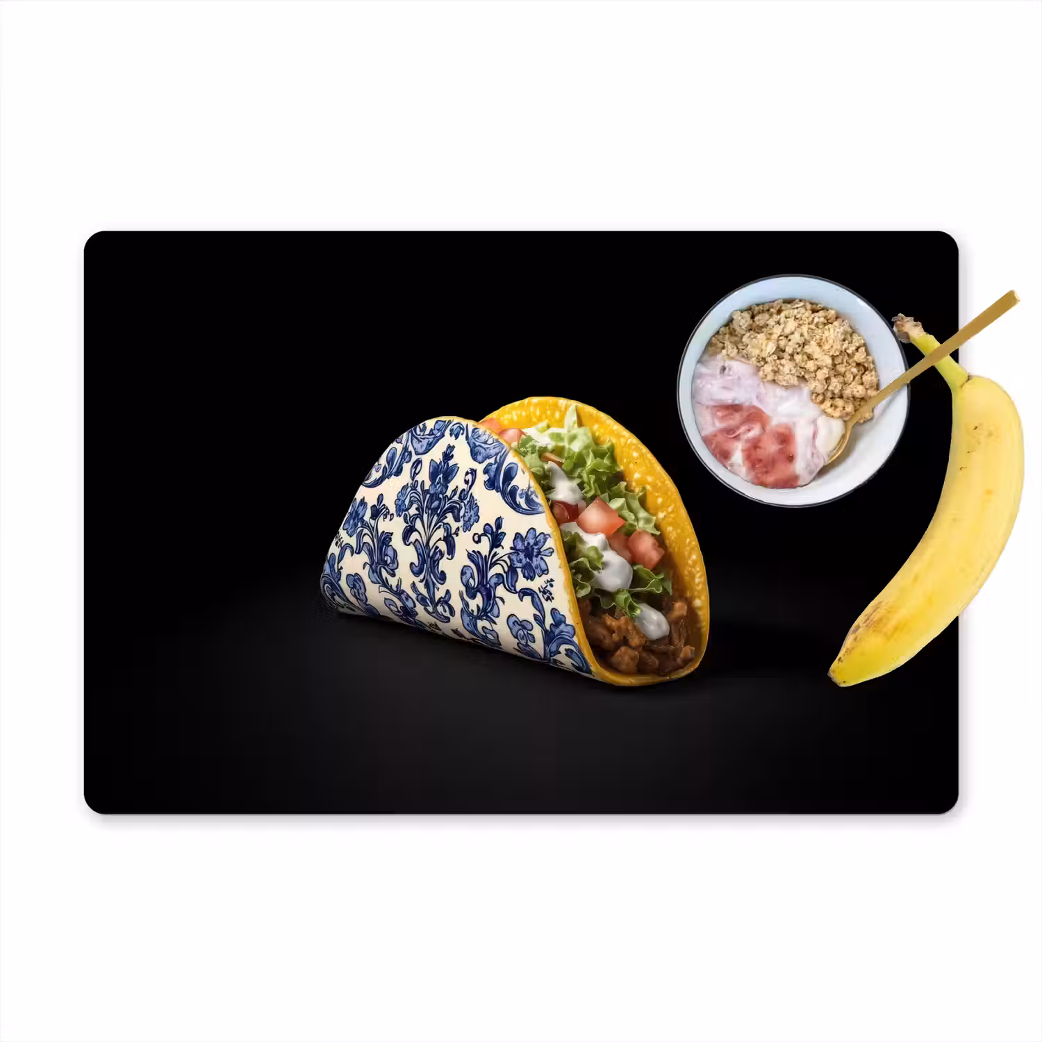 Taco - Vlees - Salade - Delftsblauw - Motief Placemat vinyl groot -zzzproduct_Kitchenyeah-website