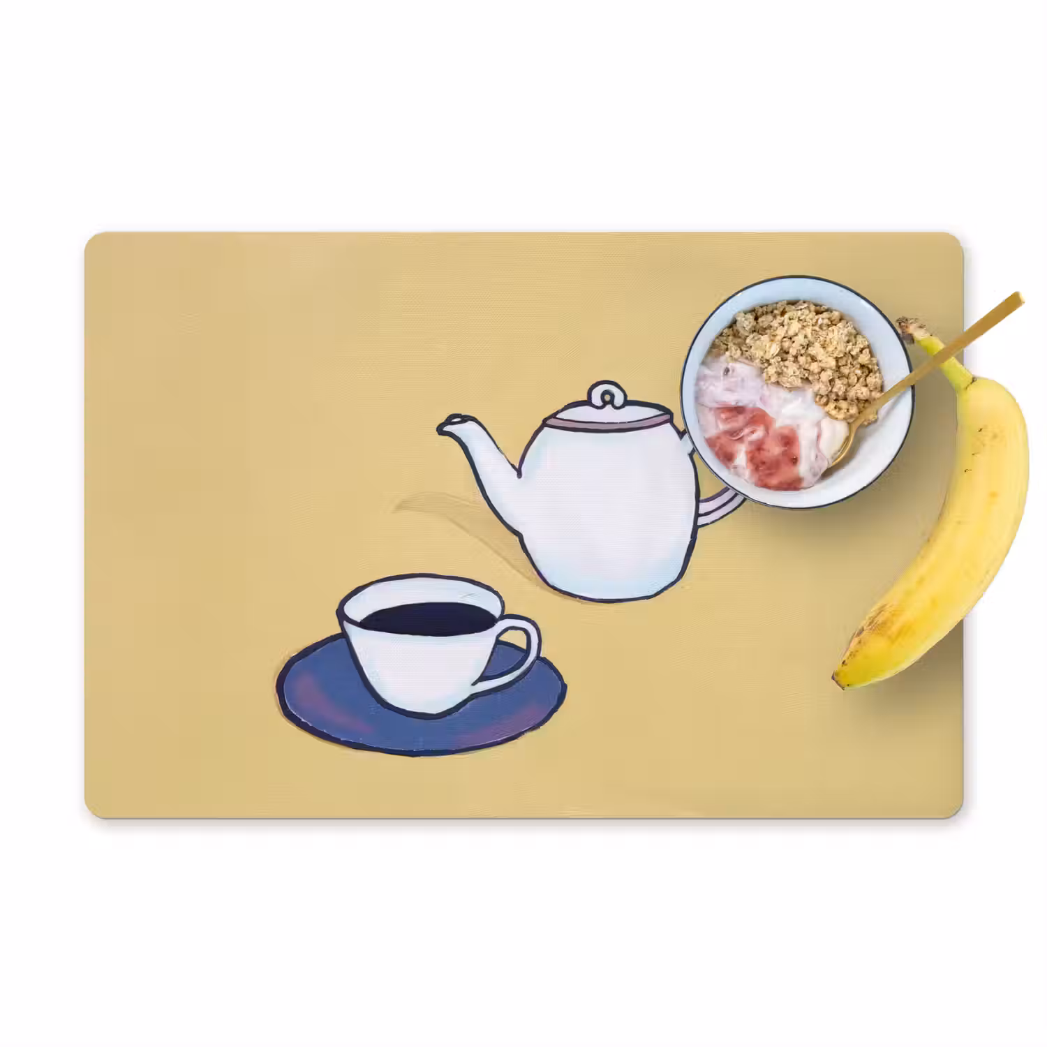 Theepot - Kopje - Beige - Illustratie Placemat vinyl groot -zzzproduct_Kitchenyeah-website