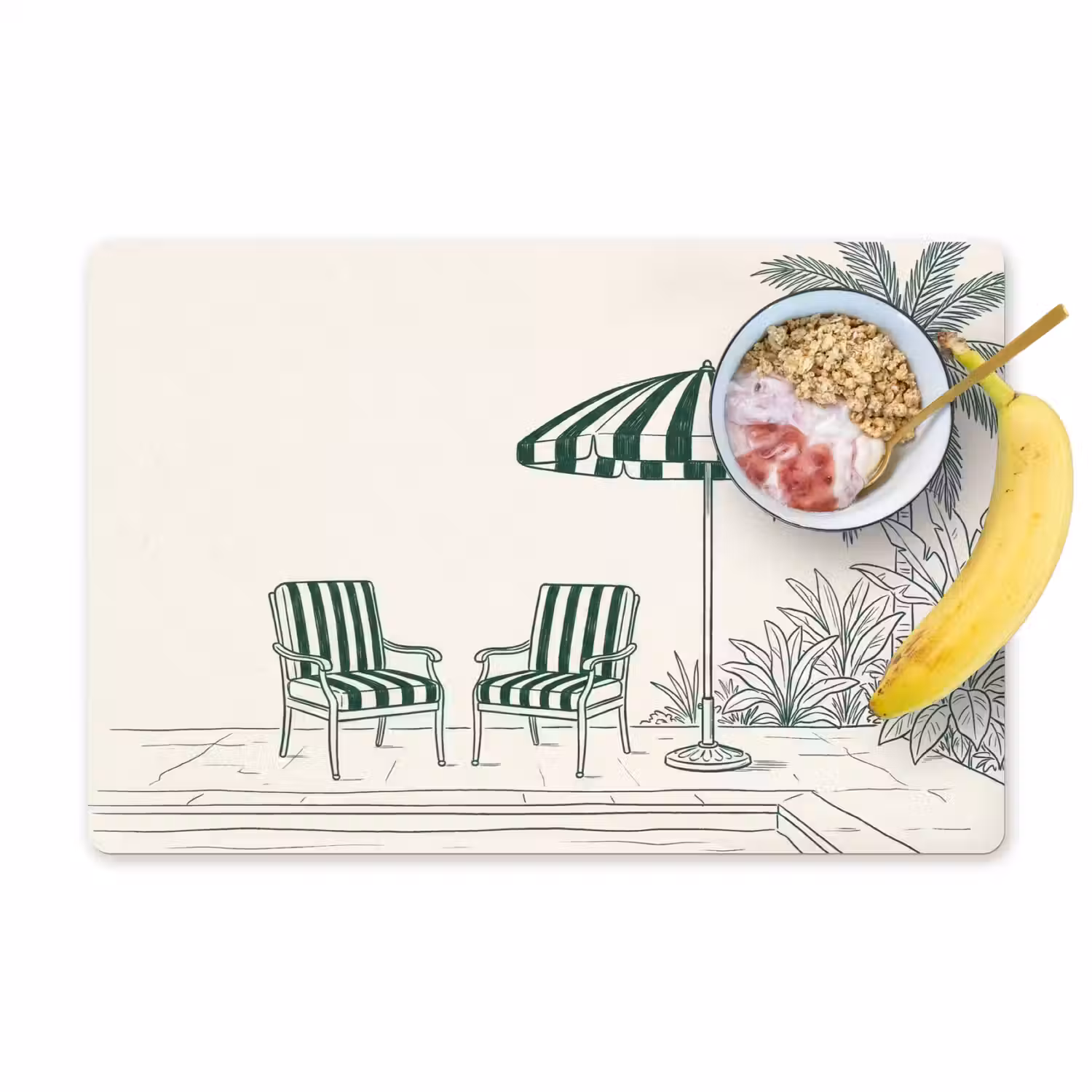 Terras - Illustratie - Groen Placemat vinyl groot -zzzproduct_Kitchenyeah-website