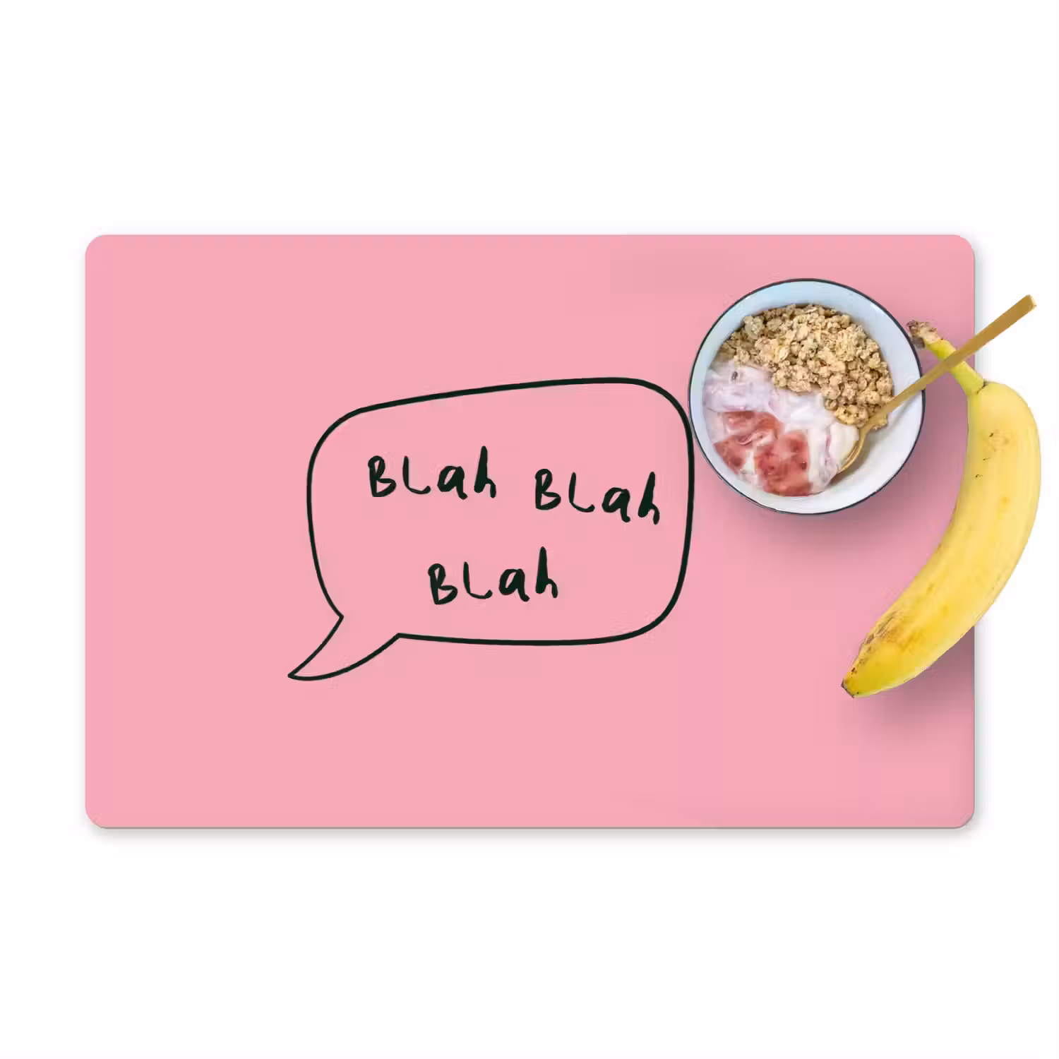 Tekstwolkje - BLAH BLAH BLAH - Roze Placemat vinyl groot -zzzproduct_Kitchenyeah-website
