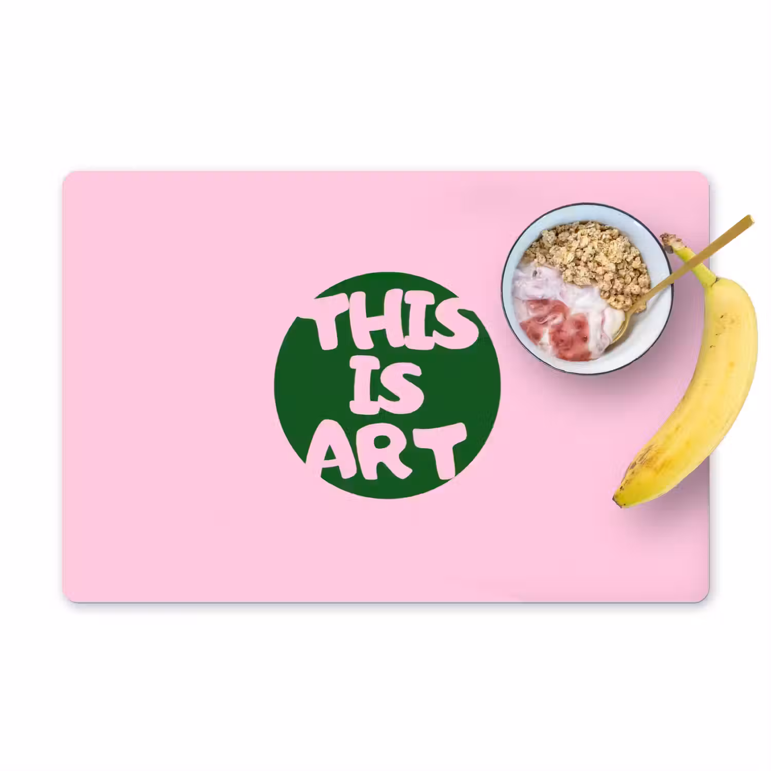 This is art - Tekst - Cirkel - Groen Placemat vinyl groot -zzzproduct_Kitchenyeah-website