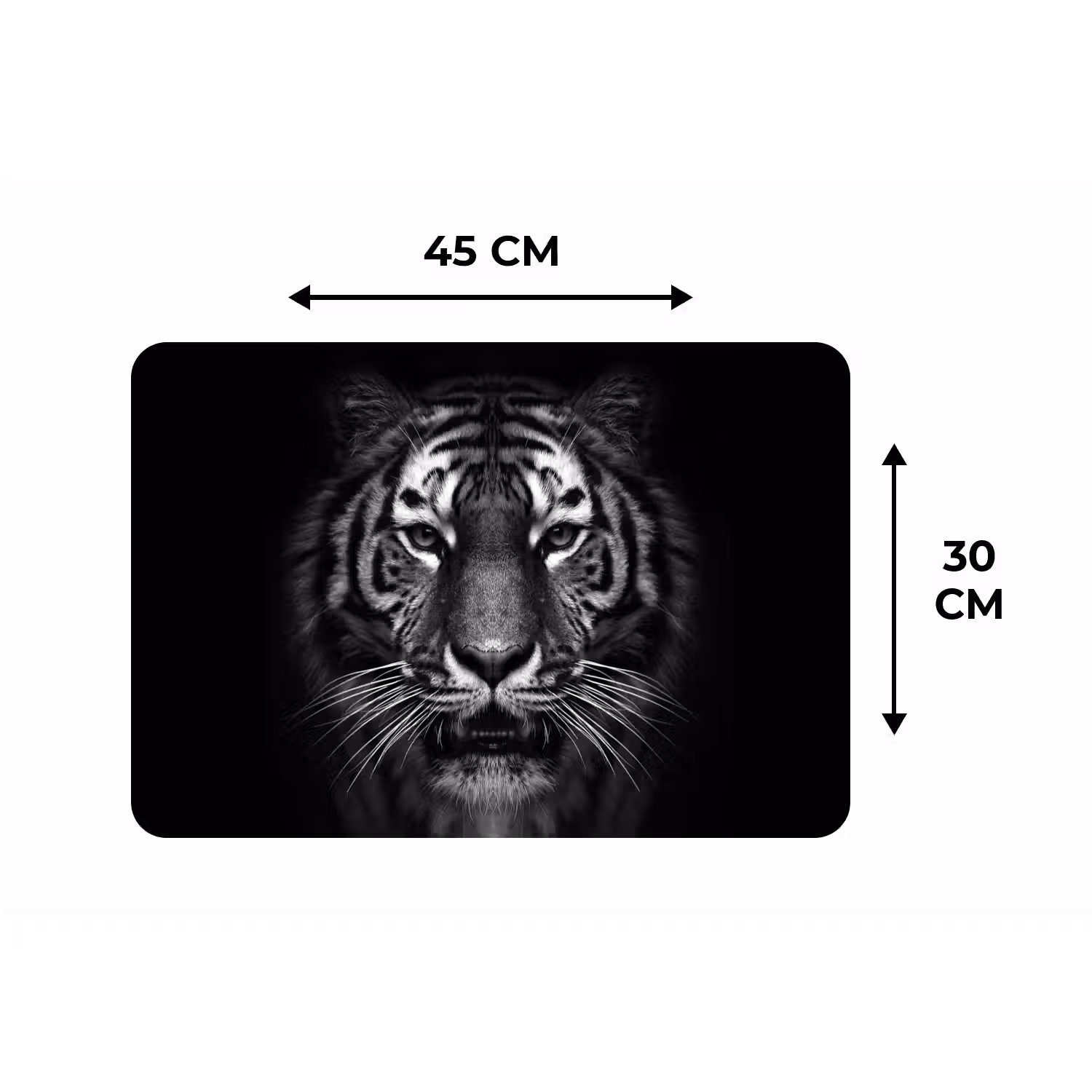 Tijger - Dieren - Zwart - Wit - Portret - Wild Placemat vinyl groot -specs