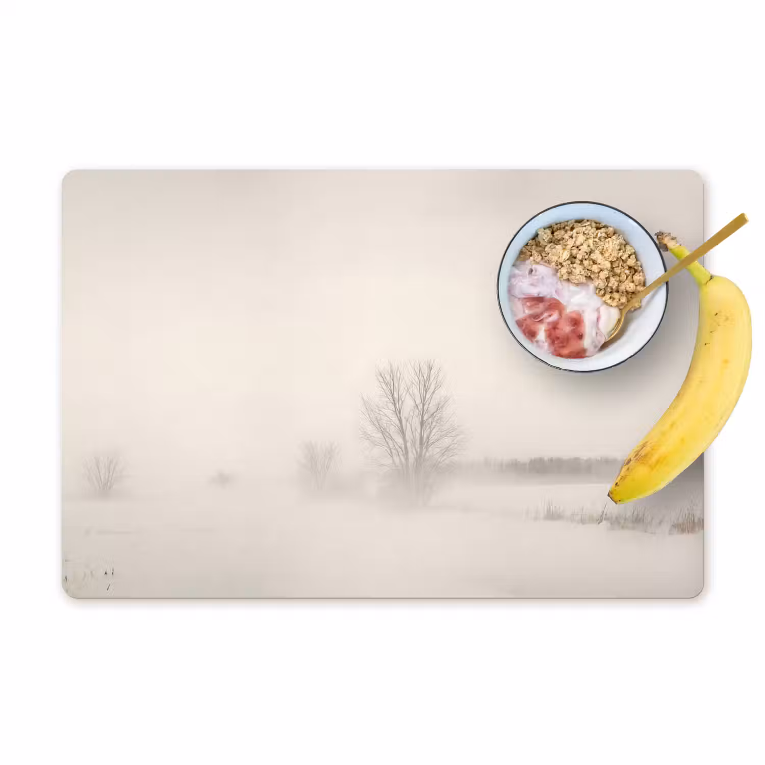 Boom - Mist - Sneeuw - Winter - Minimalistisch Placemat vinyl groot -zzzproduct_Kitchenyeah-website
