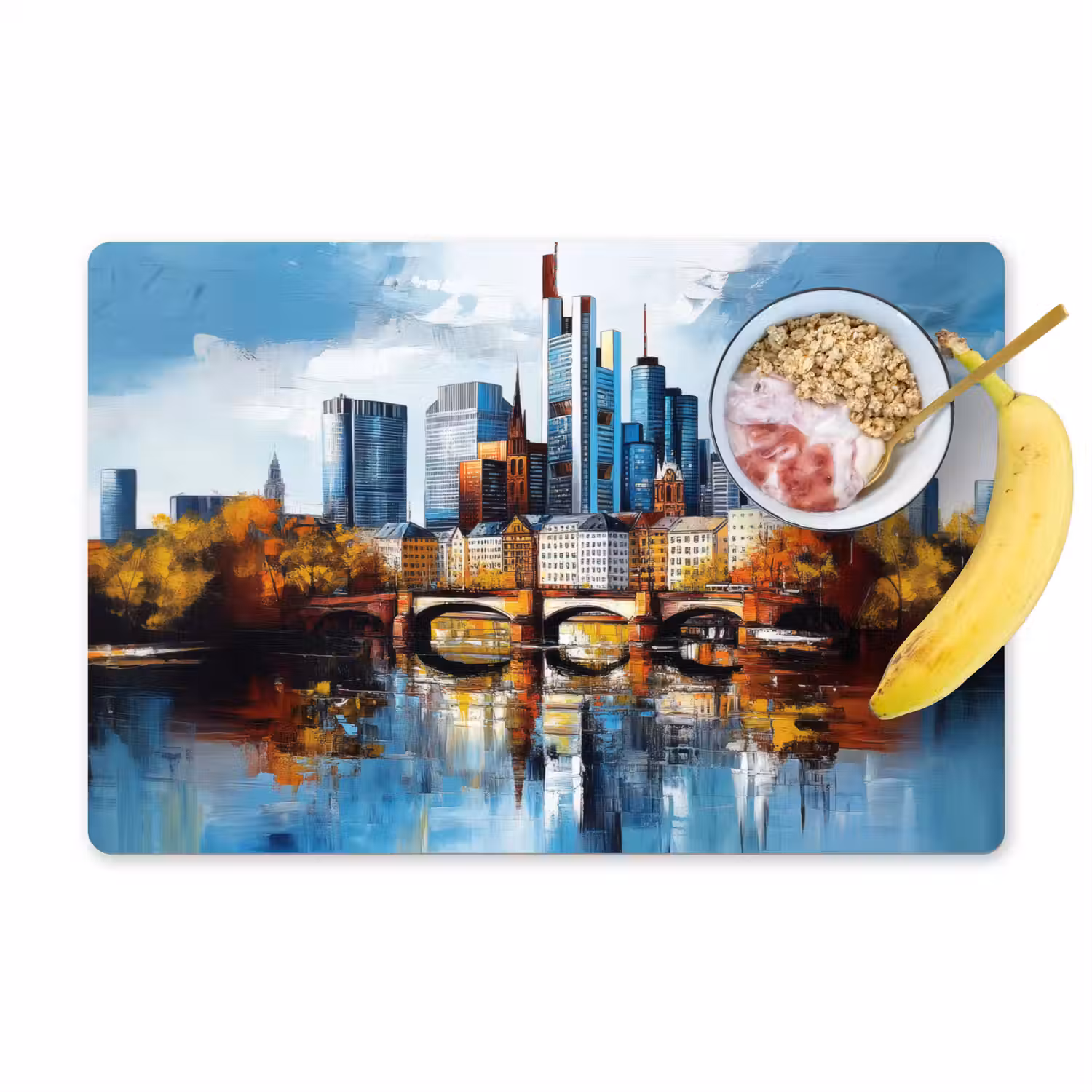 Bomen Frankfurt- Stad - Skyline - Brug Placemat vinyl groot -zzzproduct_Kitchenyeah-website