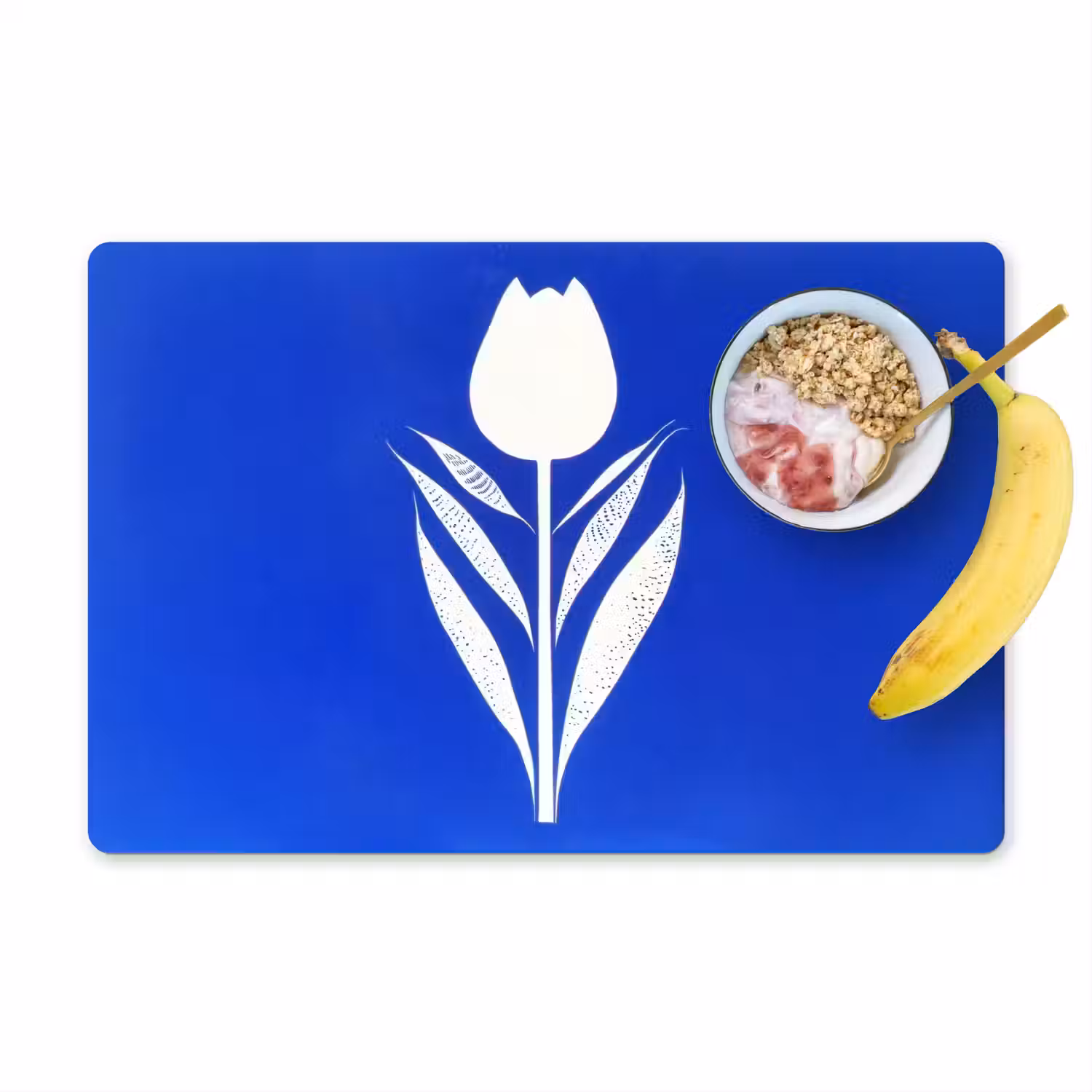Tulp - Minimalistisch - Bladeren - Wit Placemat vinyl groot -zzzproduct_Kitchenyeah-website