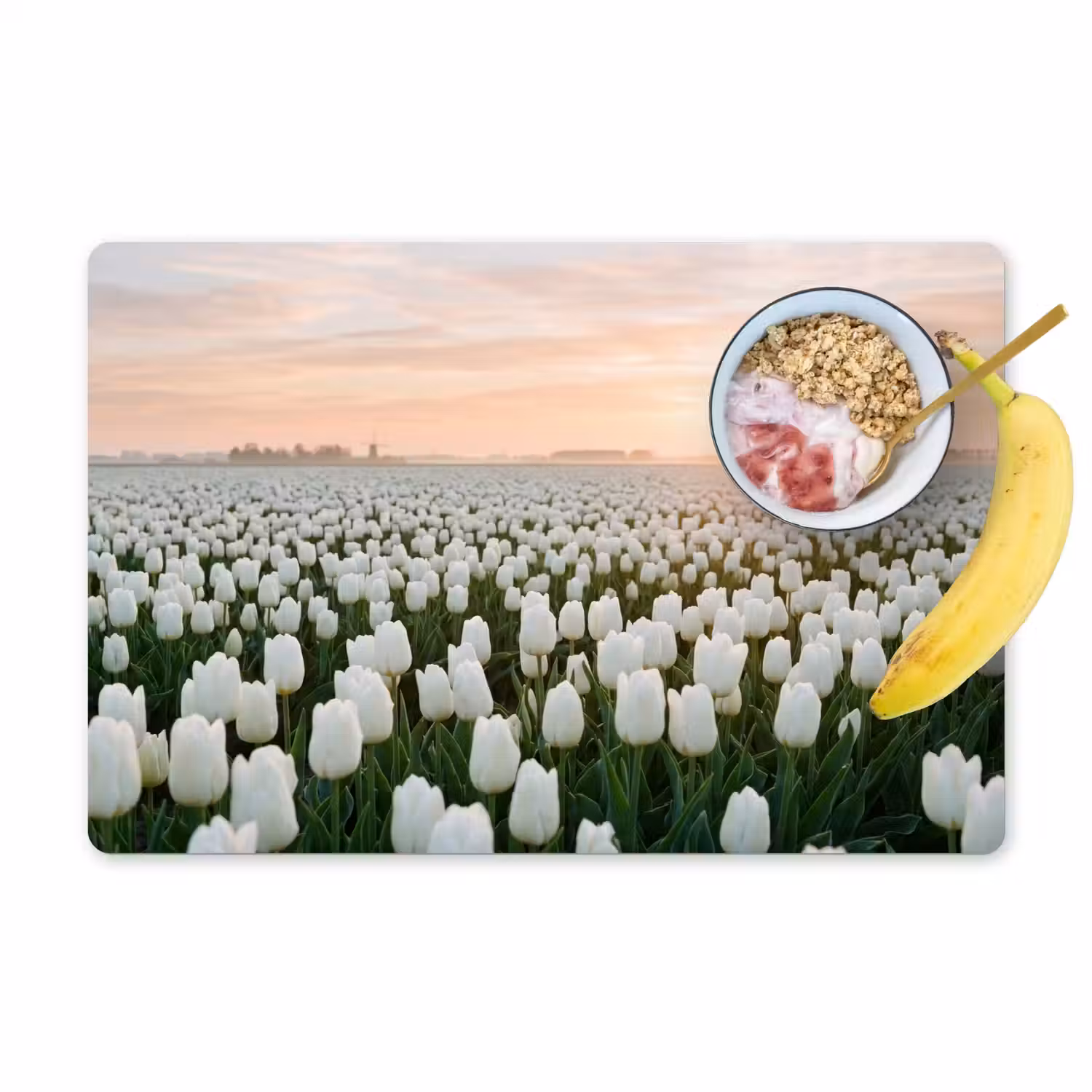Tulpen - Landschap - Wit Placemat vinyl groot -zzzproduct_Kitchenyeah-website